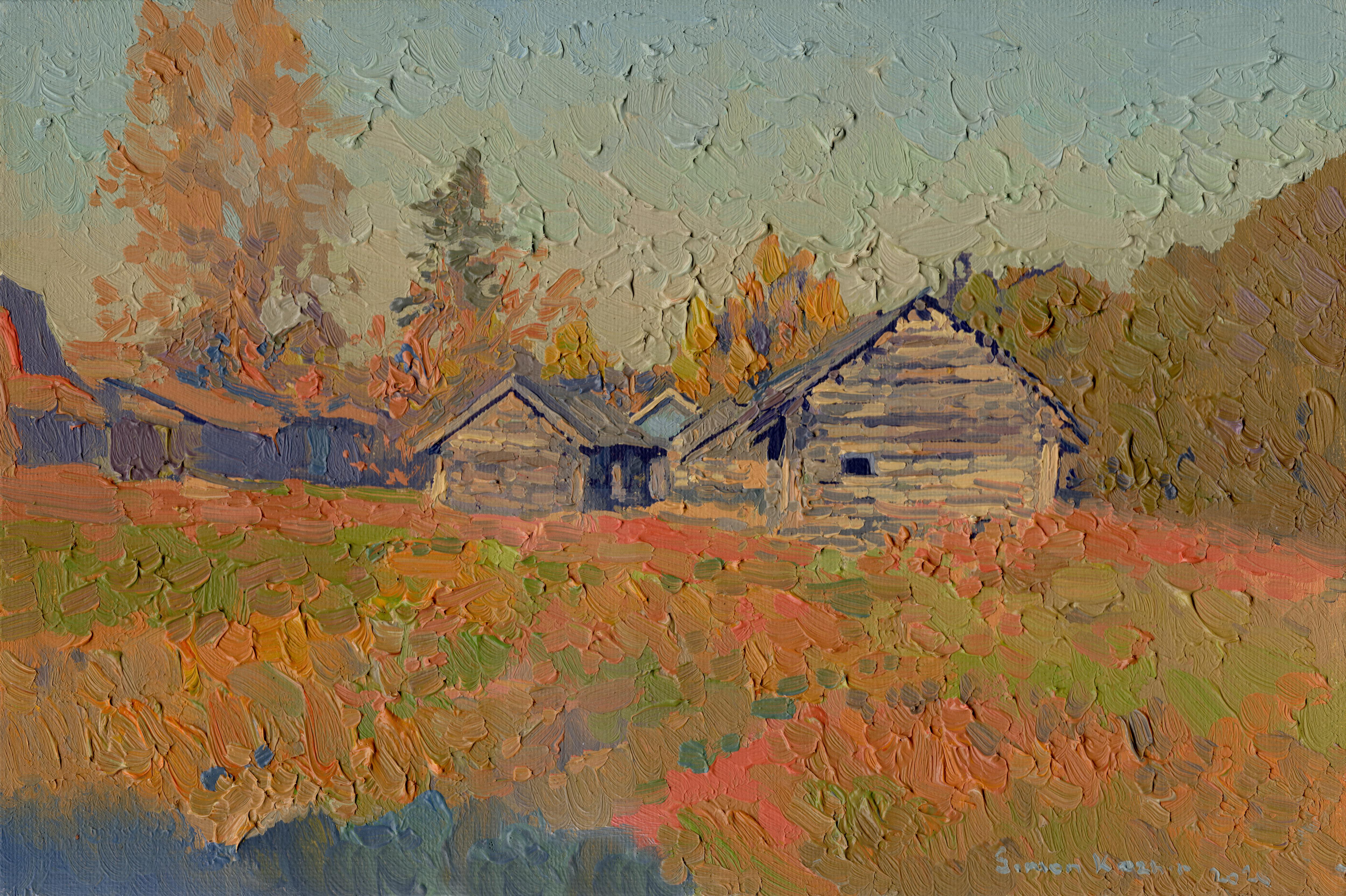 Abend im Oktober. Semyonovskoe, Original-Ölgemälde von Simon Kozhin