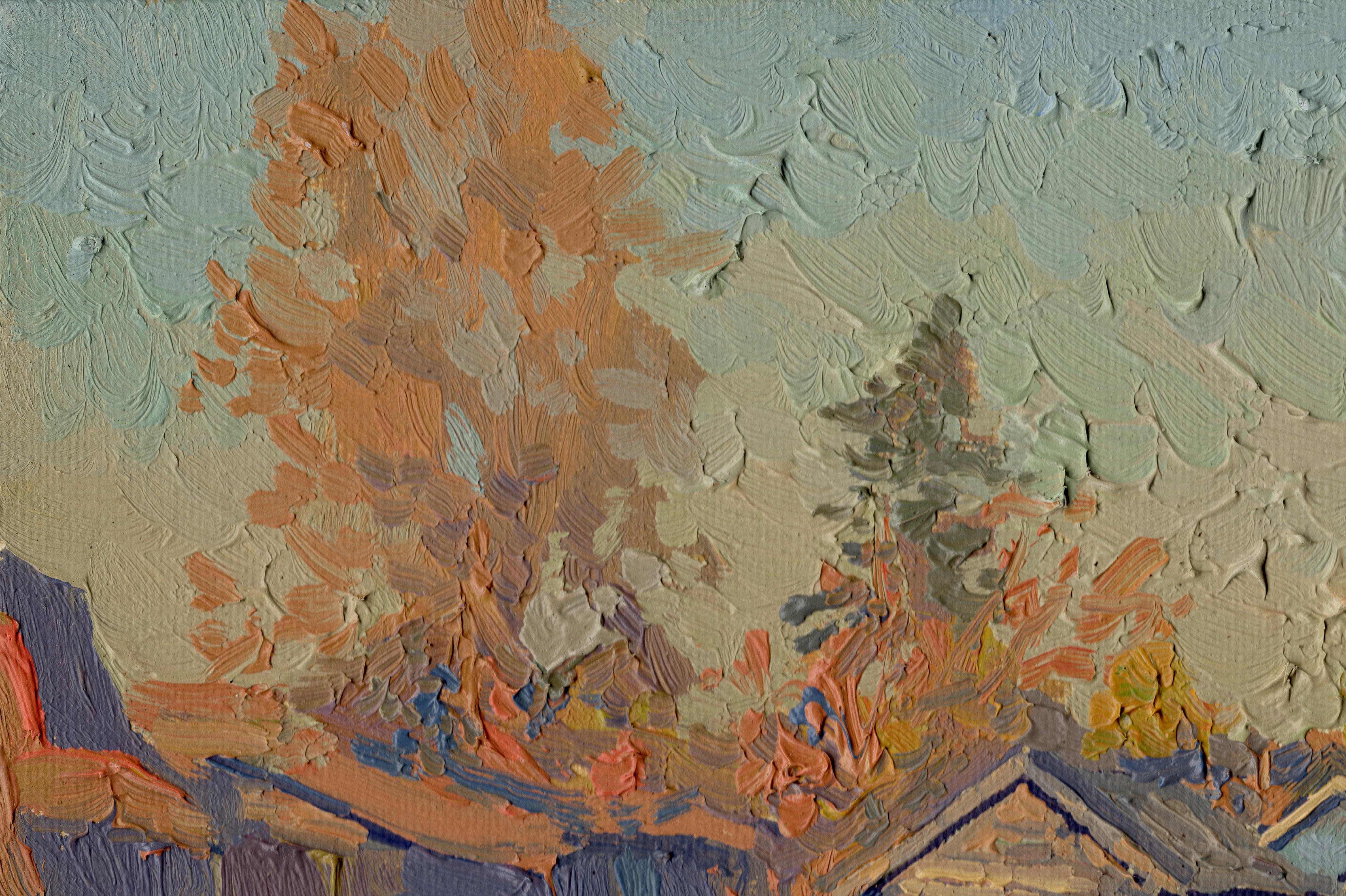 La sera di ottobre. Semyonovskoe, dipinto a olio originale di Simon Kozhin in vendita 16