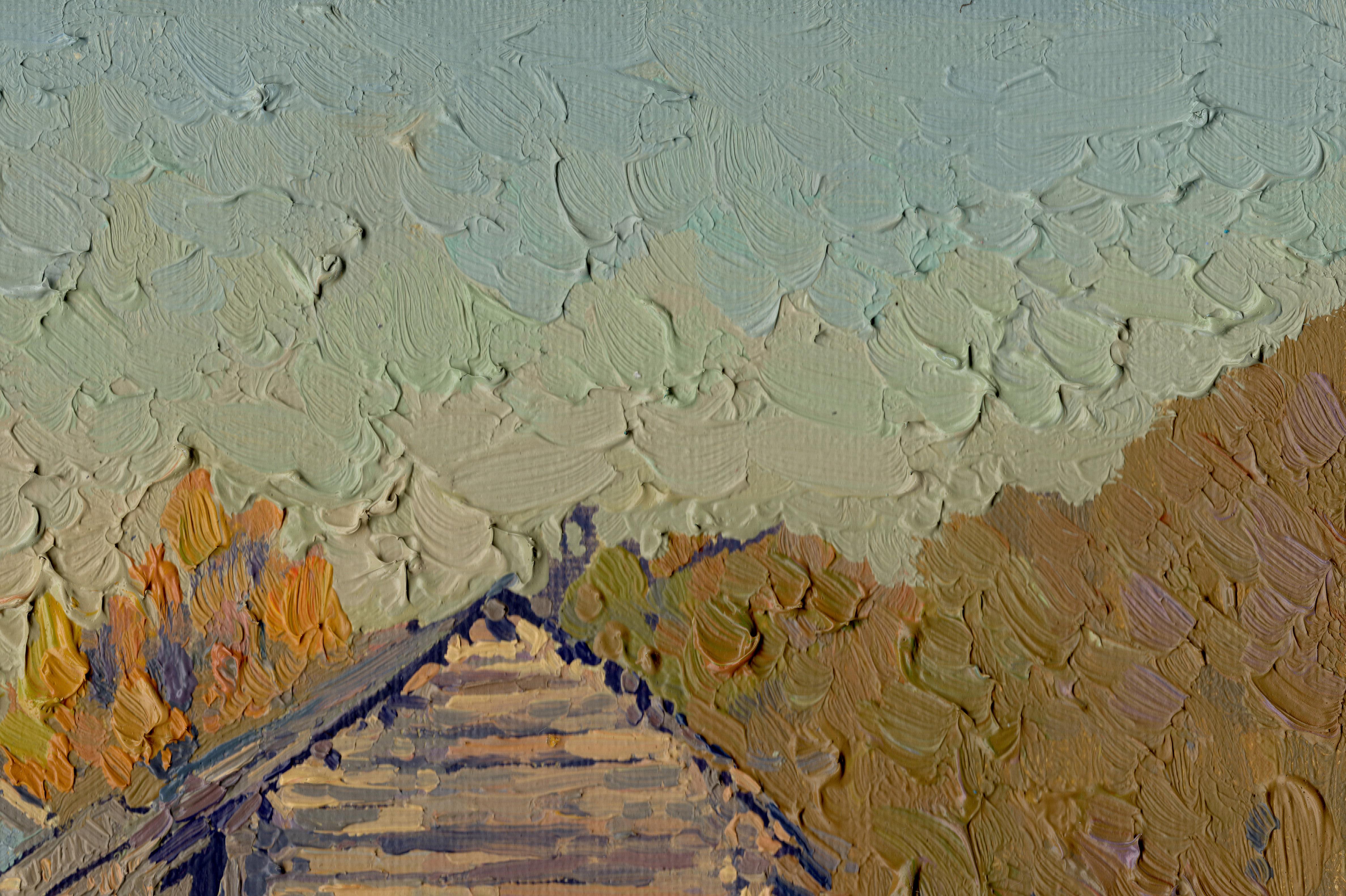 La sera di ottobre. Semyonovskoe, dipinto a olio originale di Simon Kozhin in vendita 17
