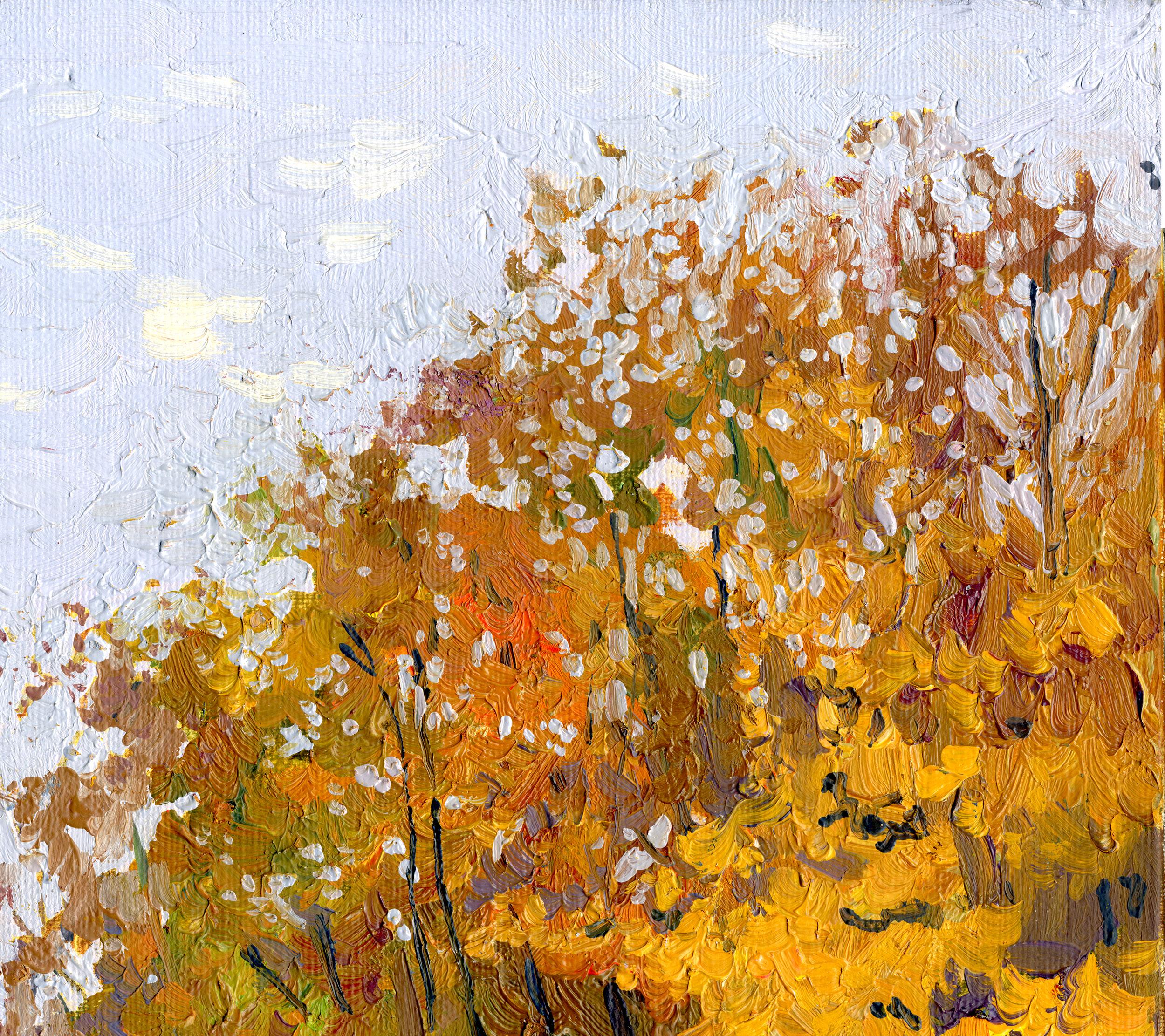 Érables d'octobre près de la Church's - Impressionnisme Painting par Simon Kozhin