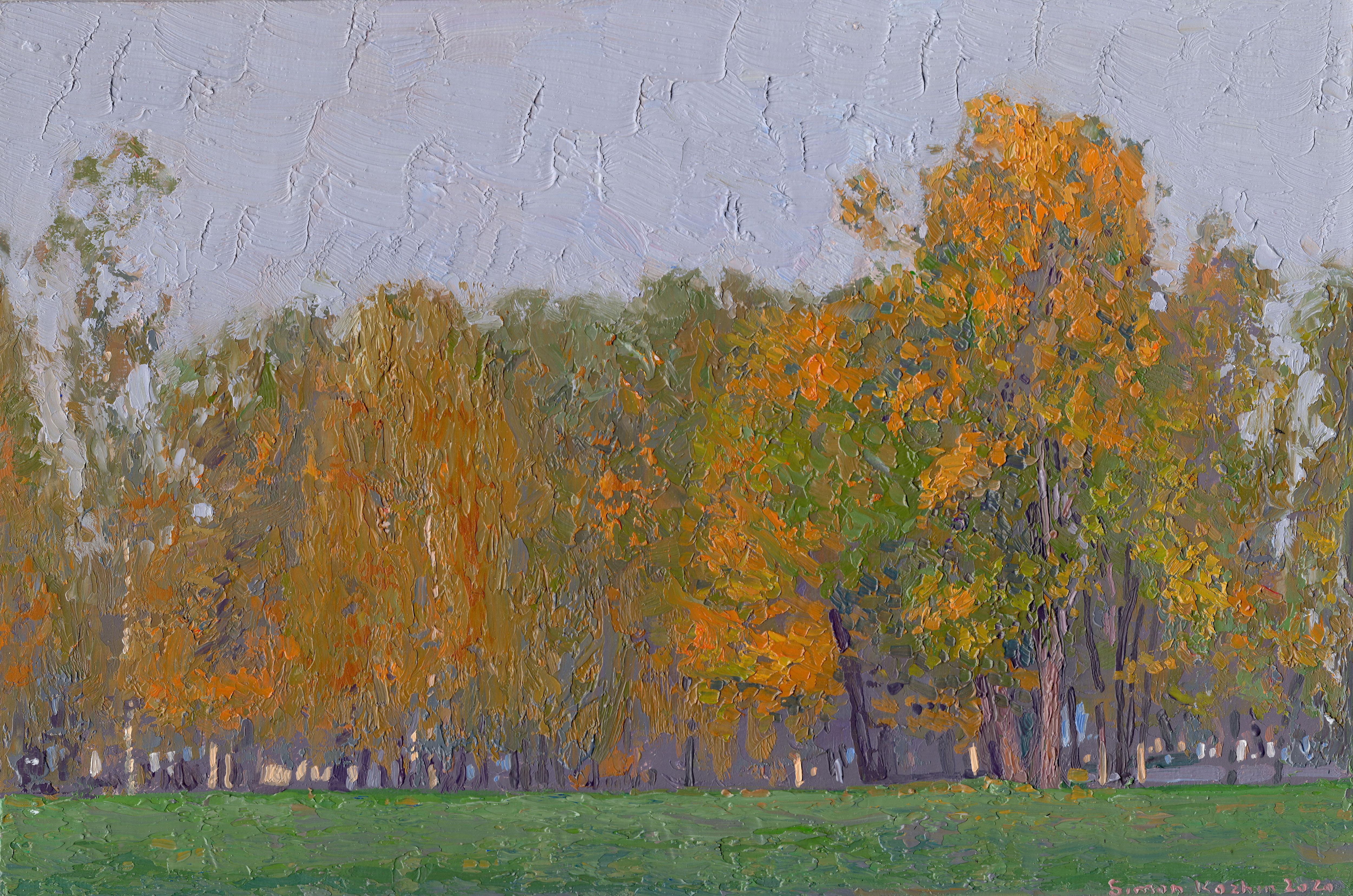 Landscape Painting di Simon Kozhin - Ottobre. Parco di Chamzinka