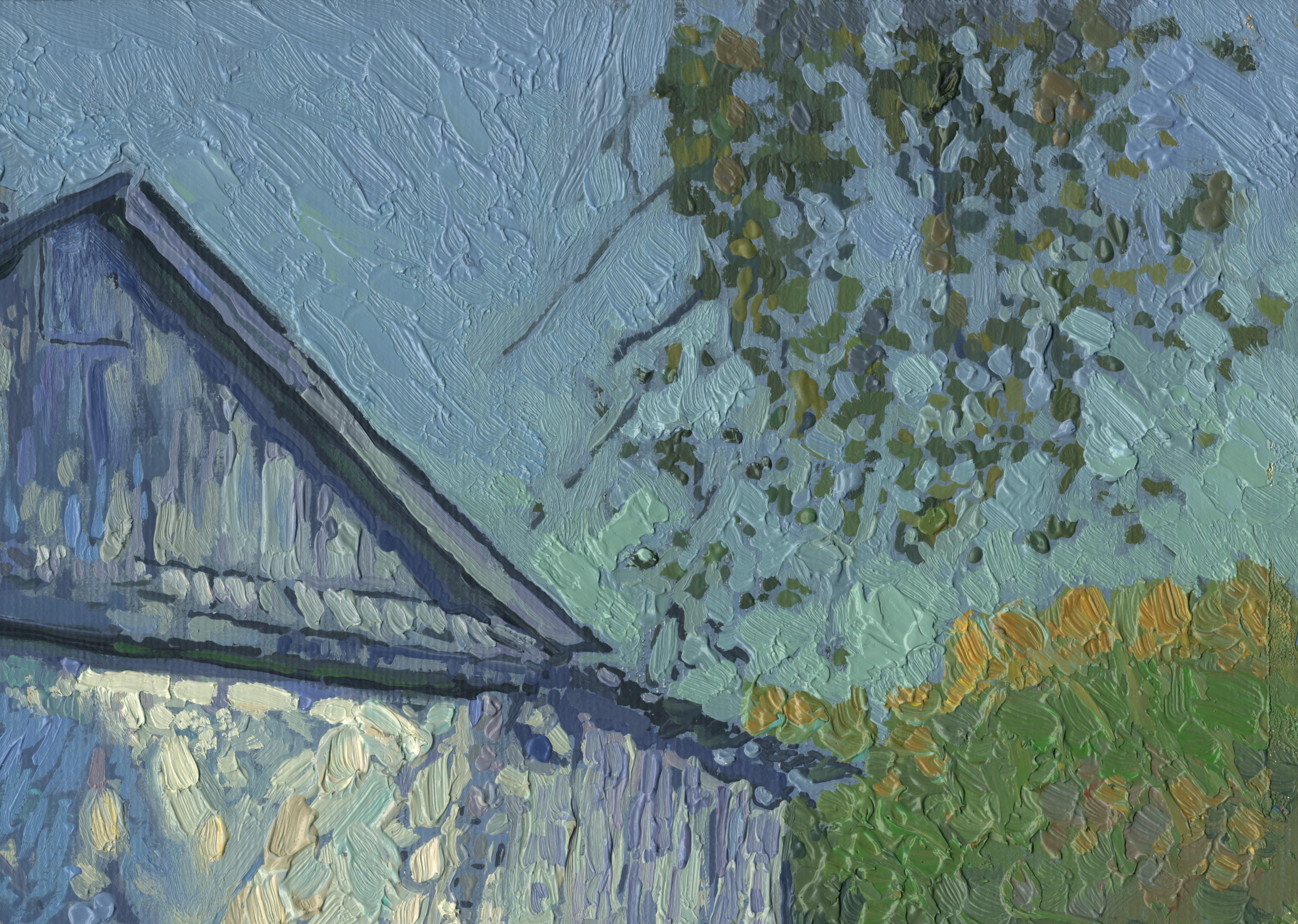 Una vecchia casa. Chamzinka - Painting Impressionismo di Simon Kozhin