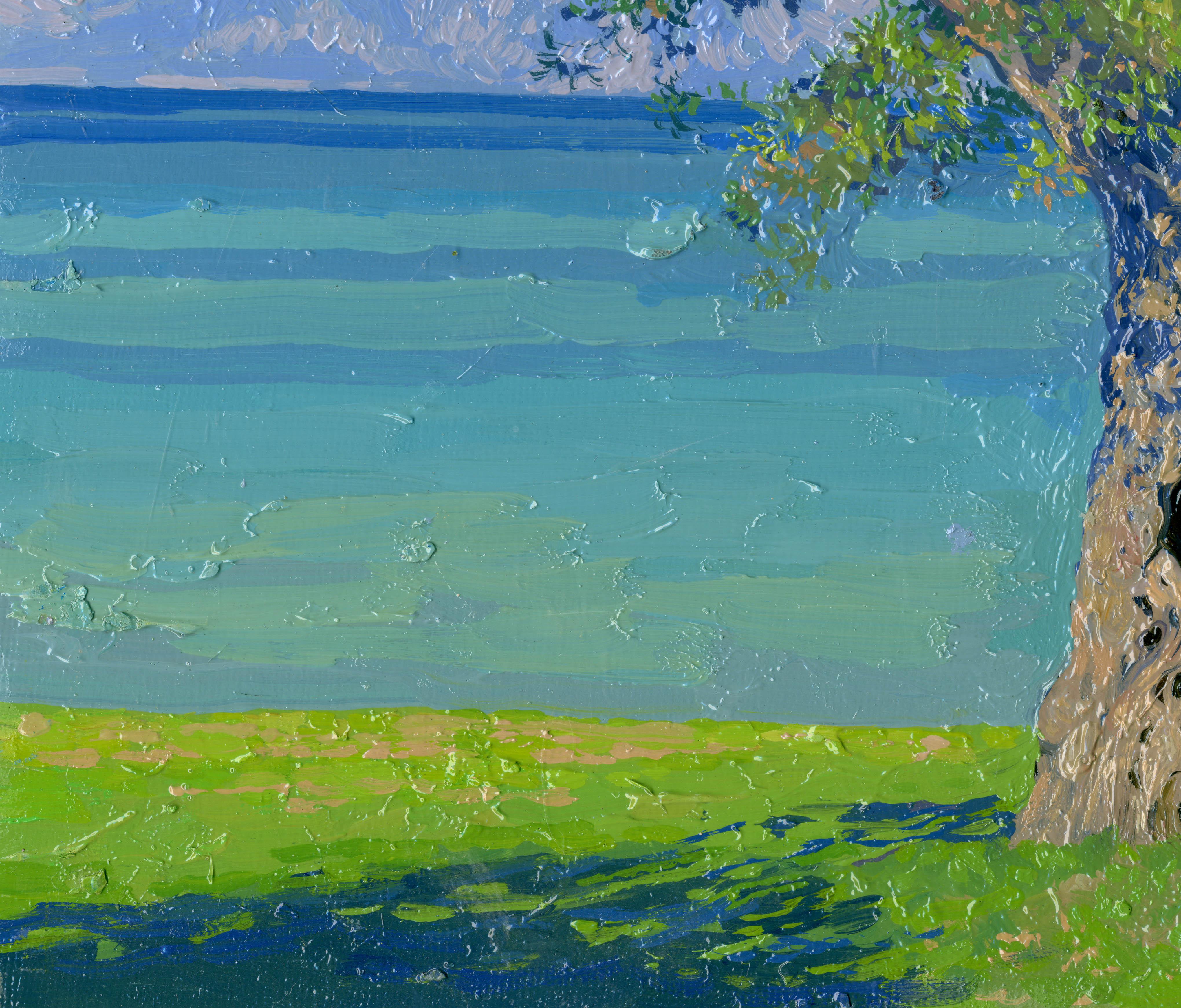 Olivier sur la Dassia - Bleu Landscape Painting par Simon Kozhin
