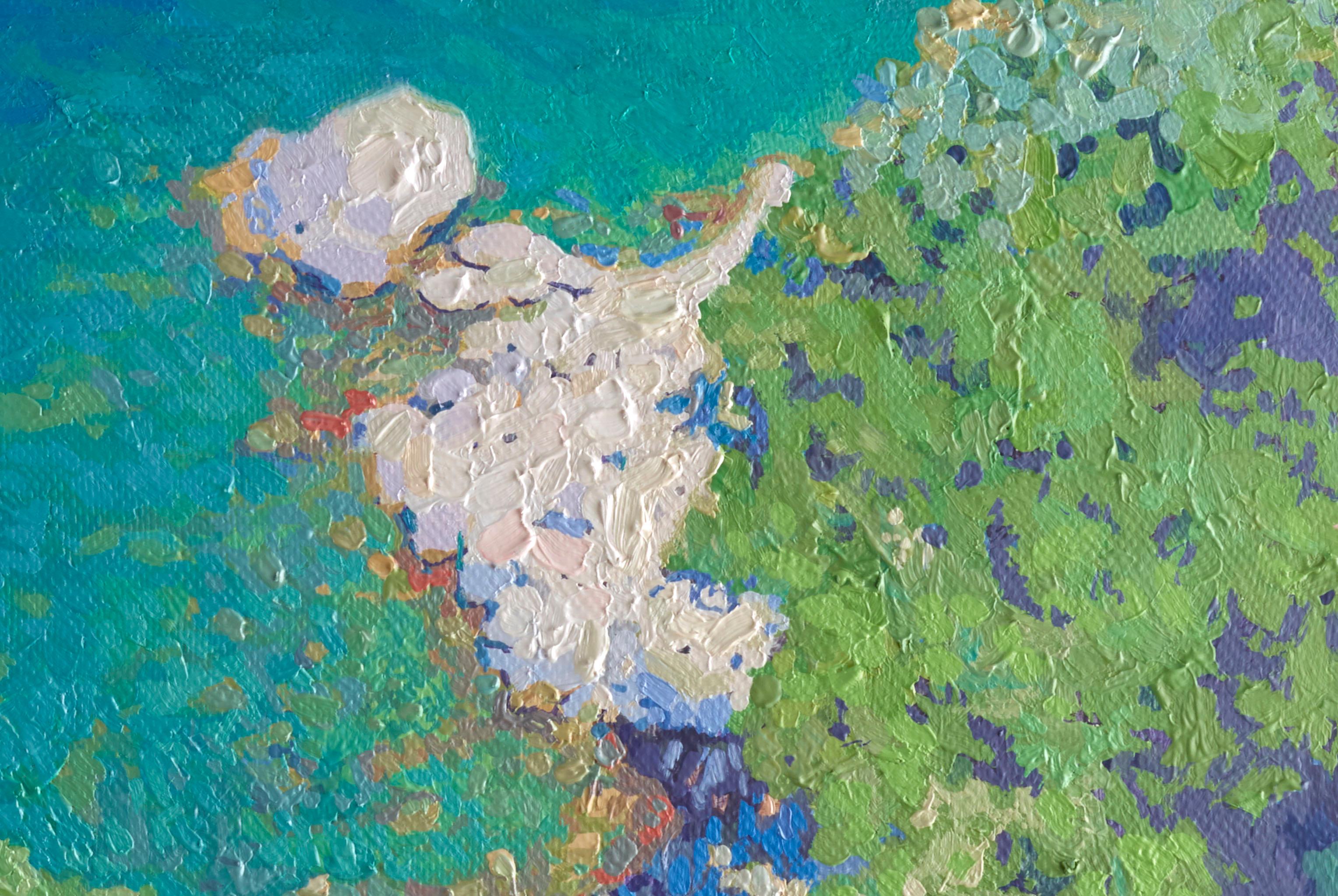 En las costas rocosas - Landscape Painting Azul de Simon Kozhin