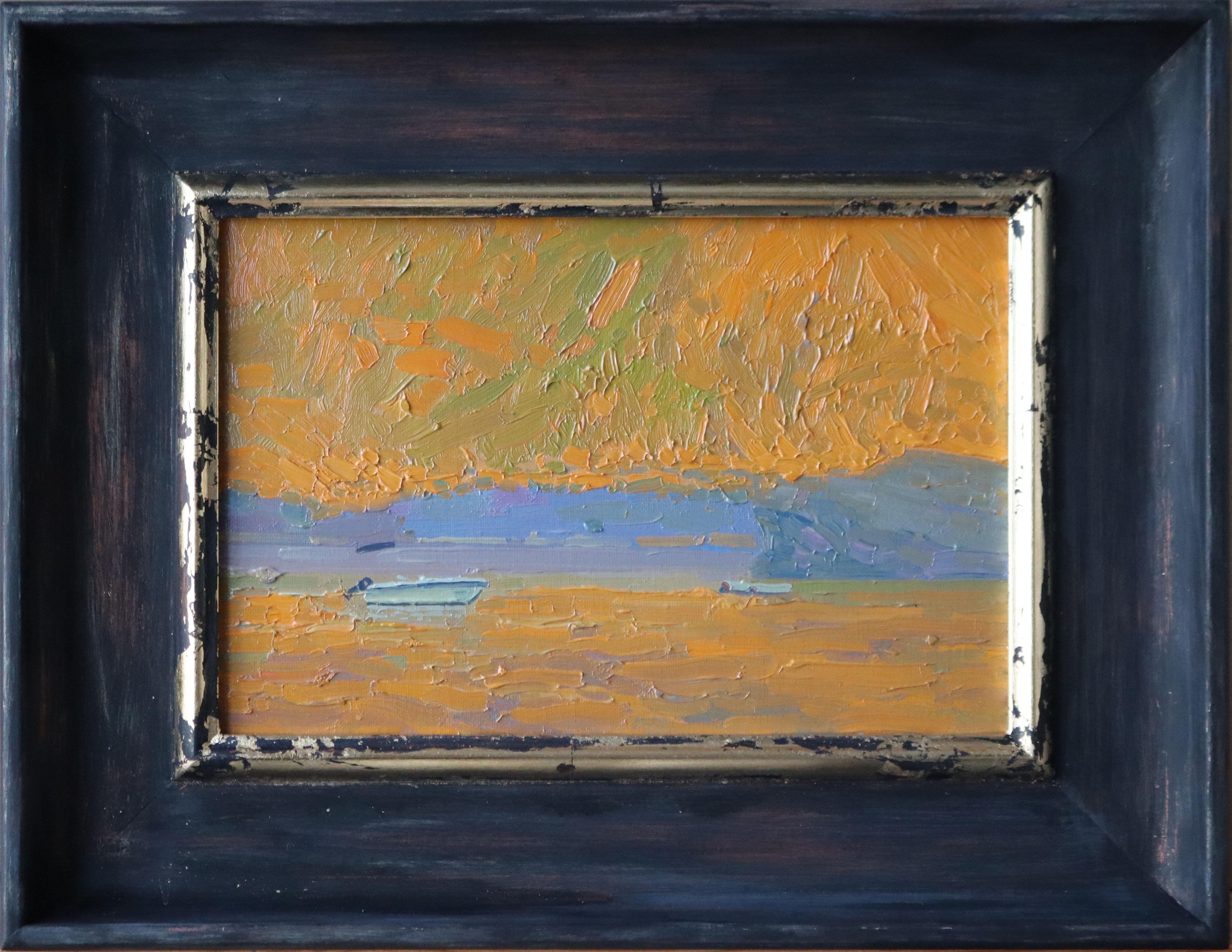 Orange sunset. Bali. Crete. Greece Original Oil Painting by Simon Kozhin For Sale 1