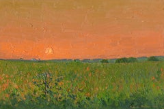 Orange Sunset. Chamzinka impressionist painting 2021 Oil on canvas, board Framed