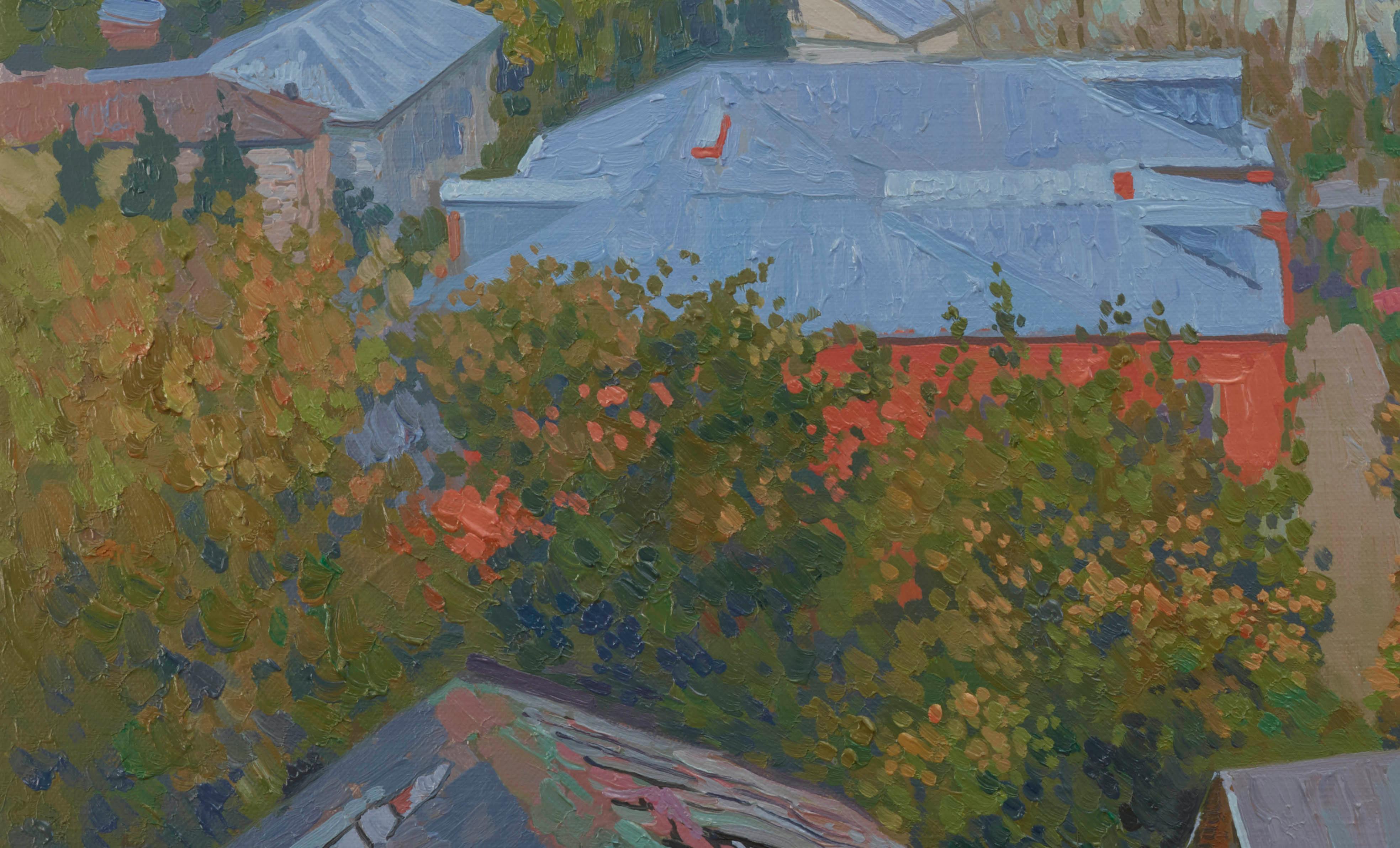 Panorama de Gorokhovets - Landscape Painting Gris de Simon Kozhin