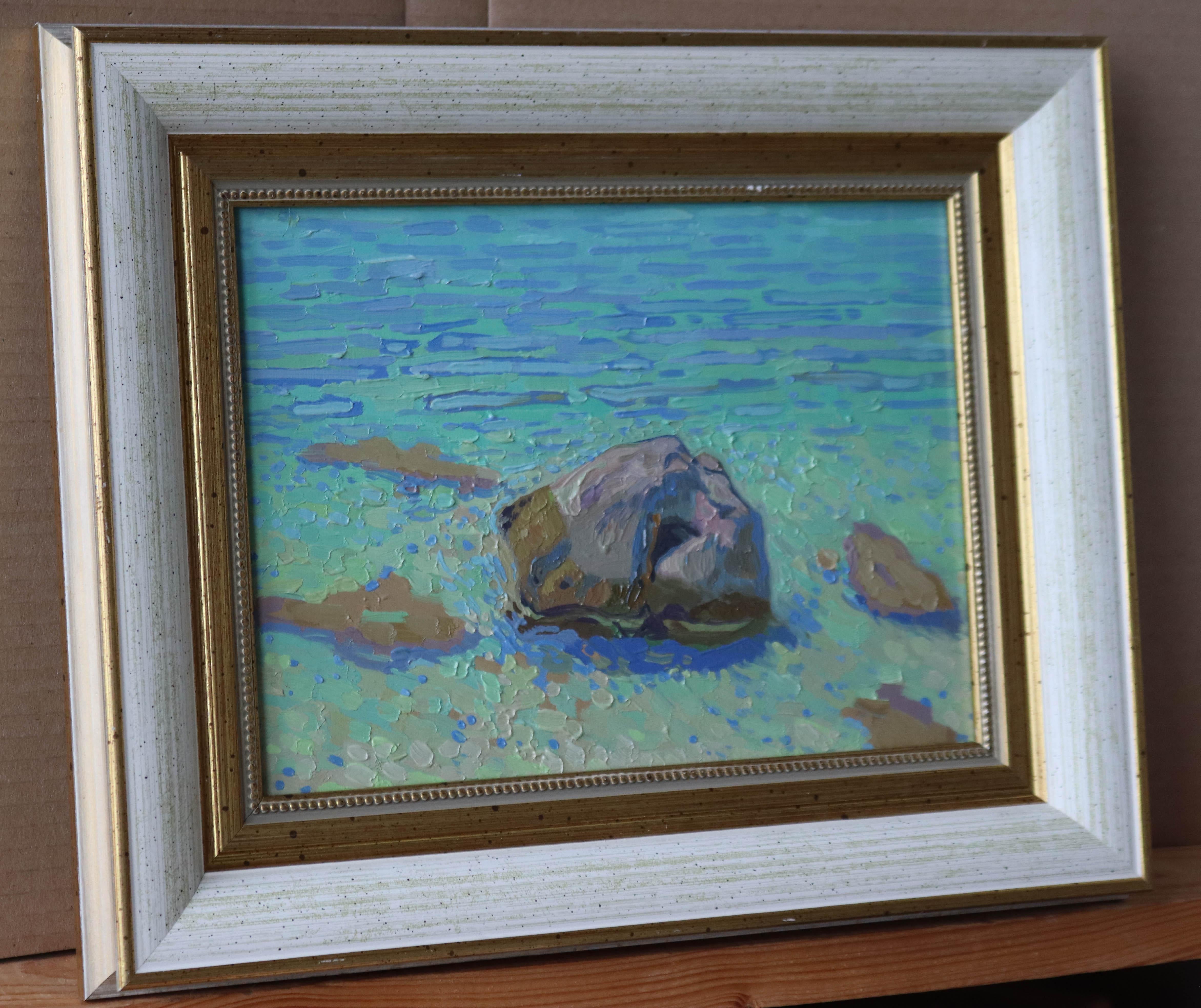 Kieselsteine in Azurblau (Impressionismus), Painting, von Simon Kozhin