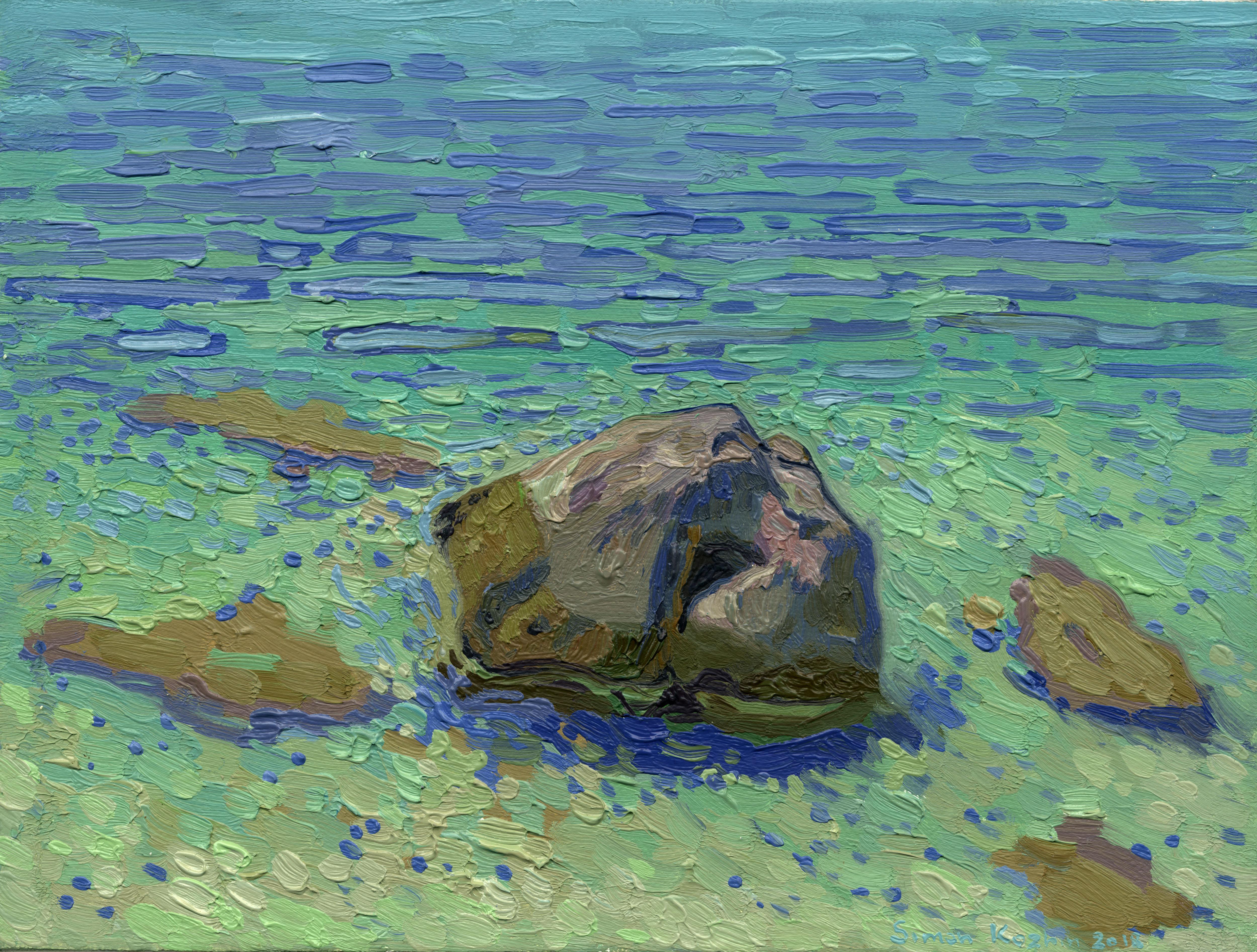 Simon Kozhin Landscape Painting - Pebbles in azure