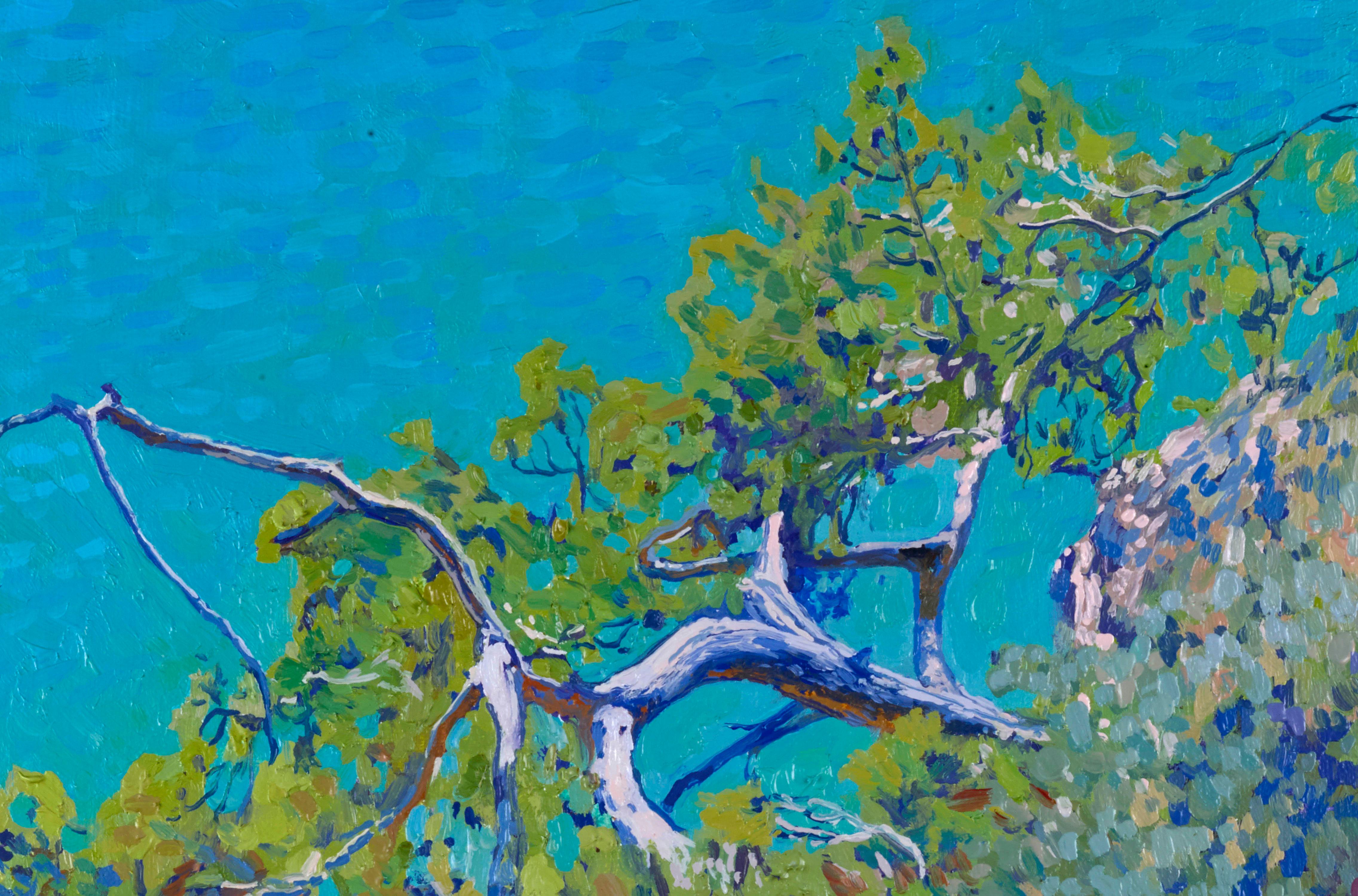 Kiefer in der Blauen Lagune – Painting von Simon Kozhin