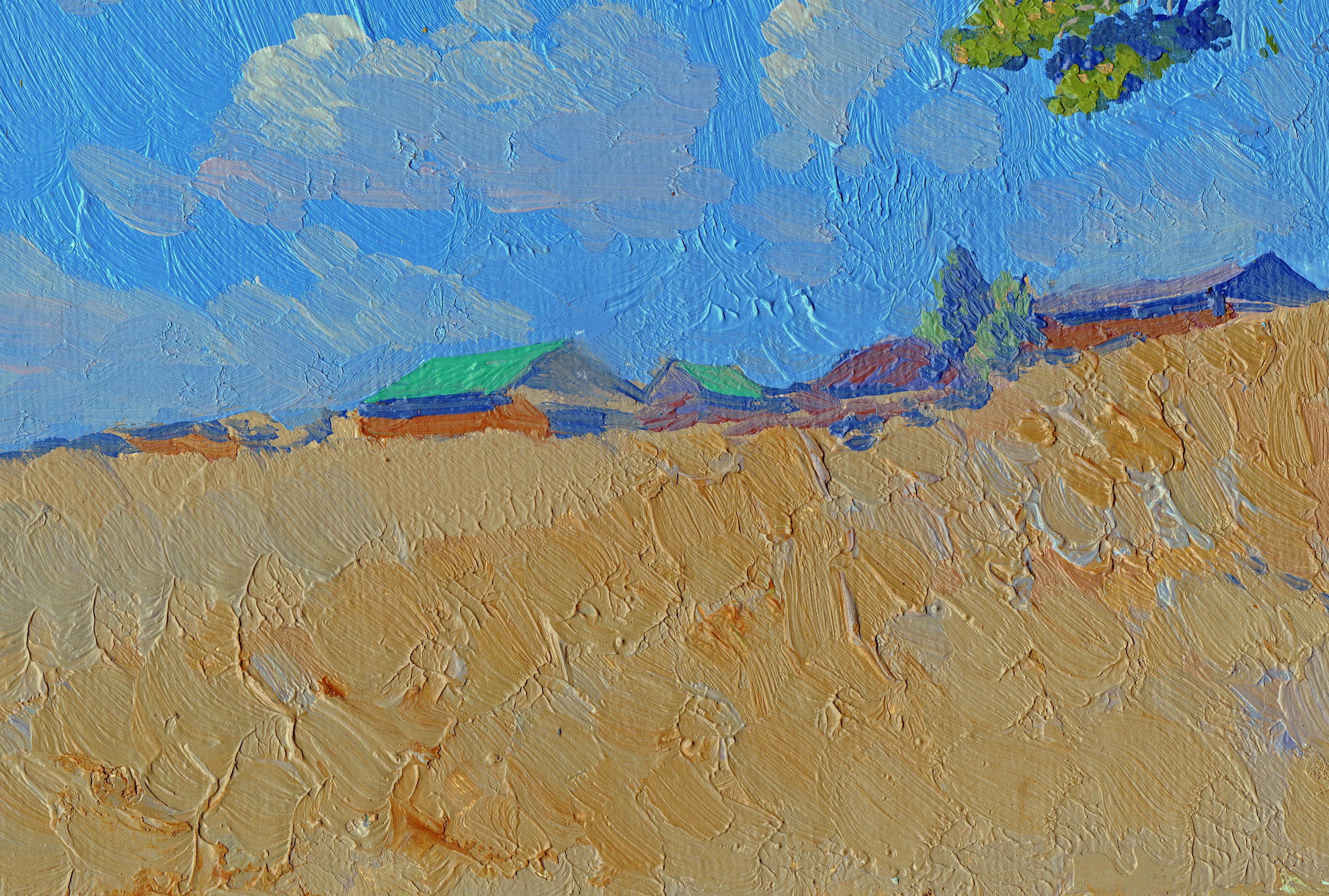 Pino su una collina. Kyn - Landscape Painting Blu di Simon Kozhin