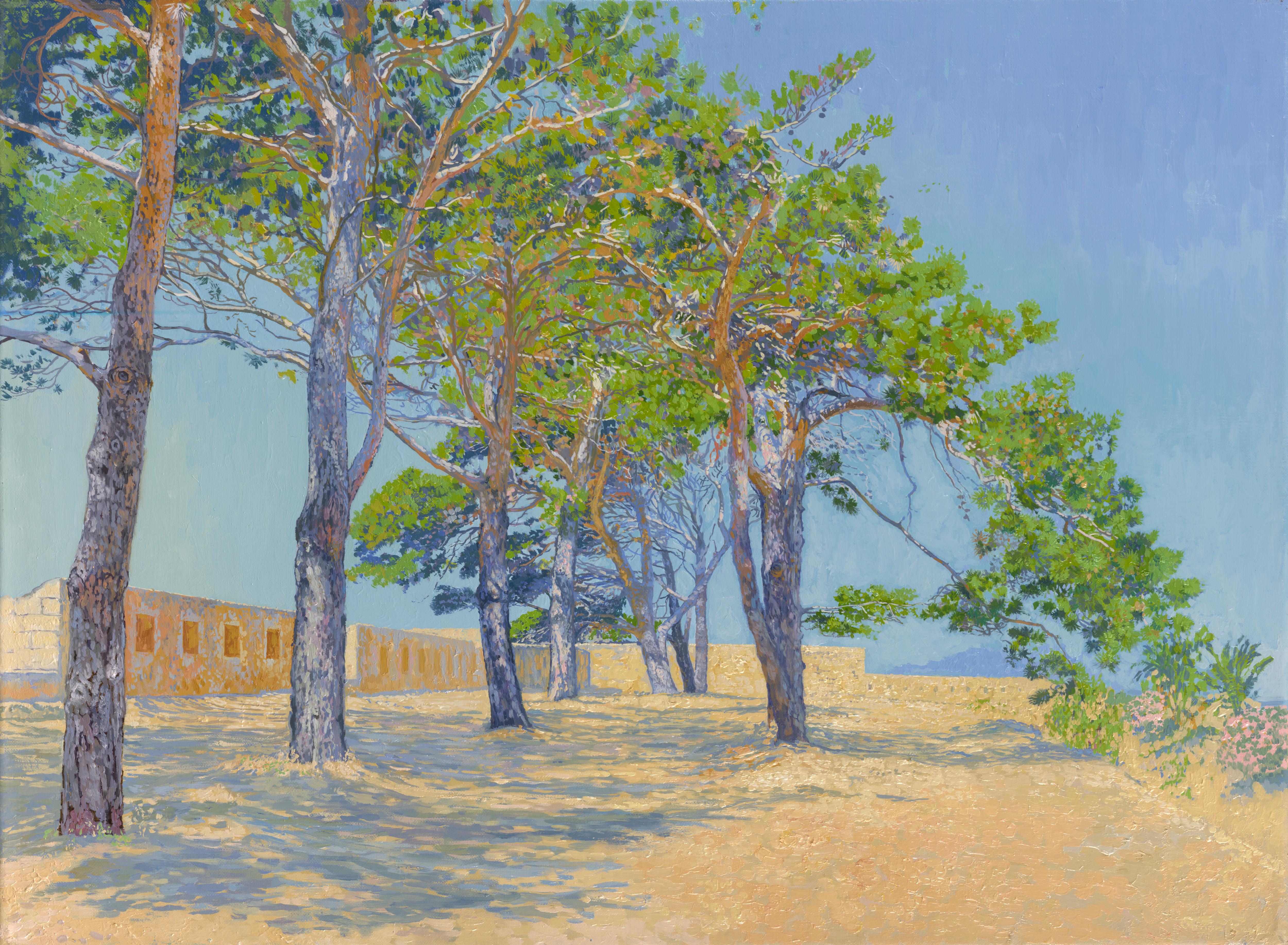 Landscape Painting di Simon Kozhin - Pini in Fortezza. Creta