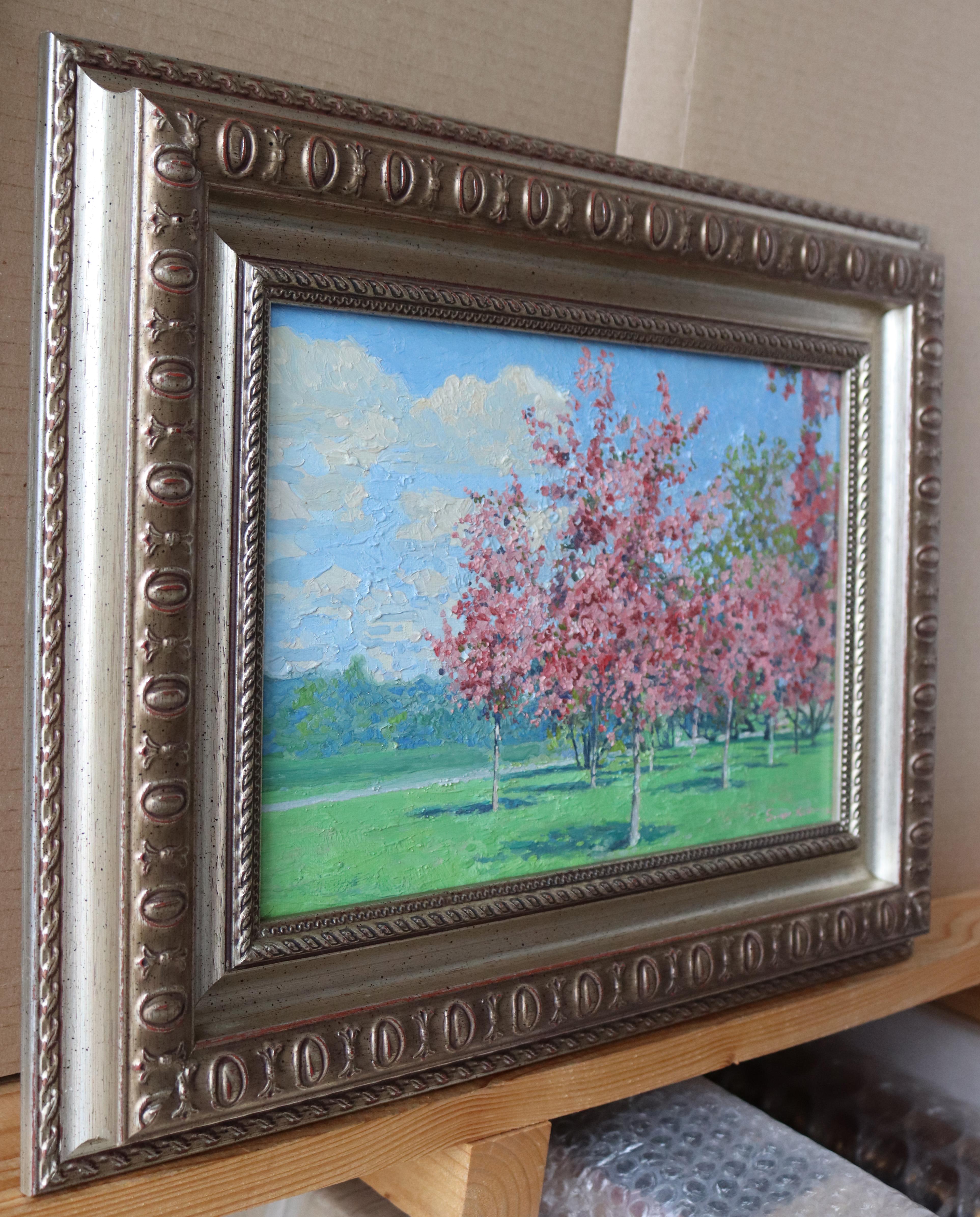Couleur rose. Kolomenskoye - Gris Landscape Painting par Simon Kozhin