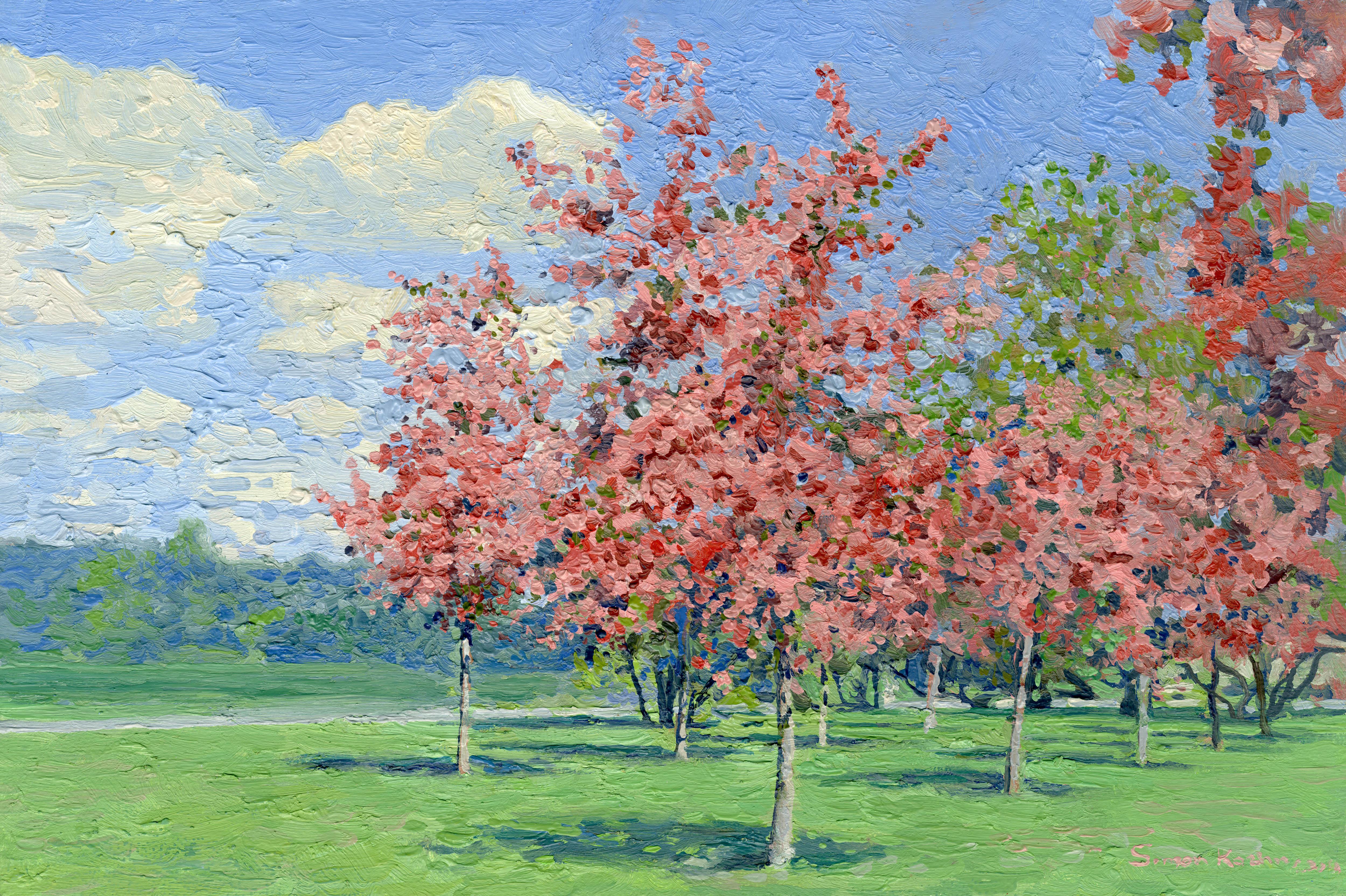 Simon Kozhin Landscape Painting - Pink color. Kolomenskoye