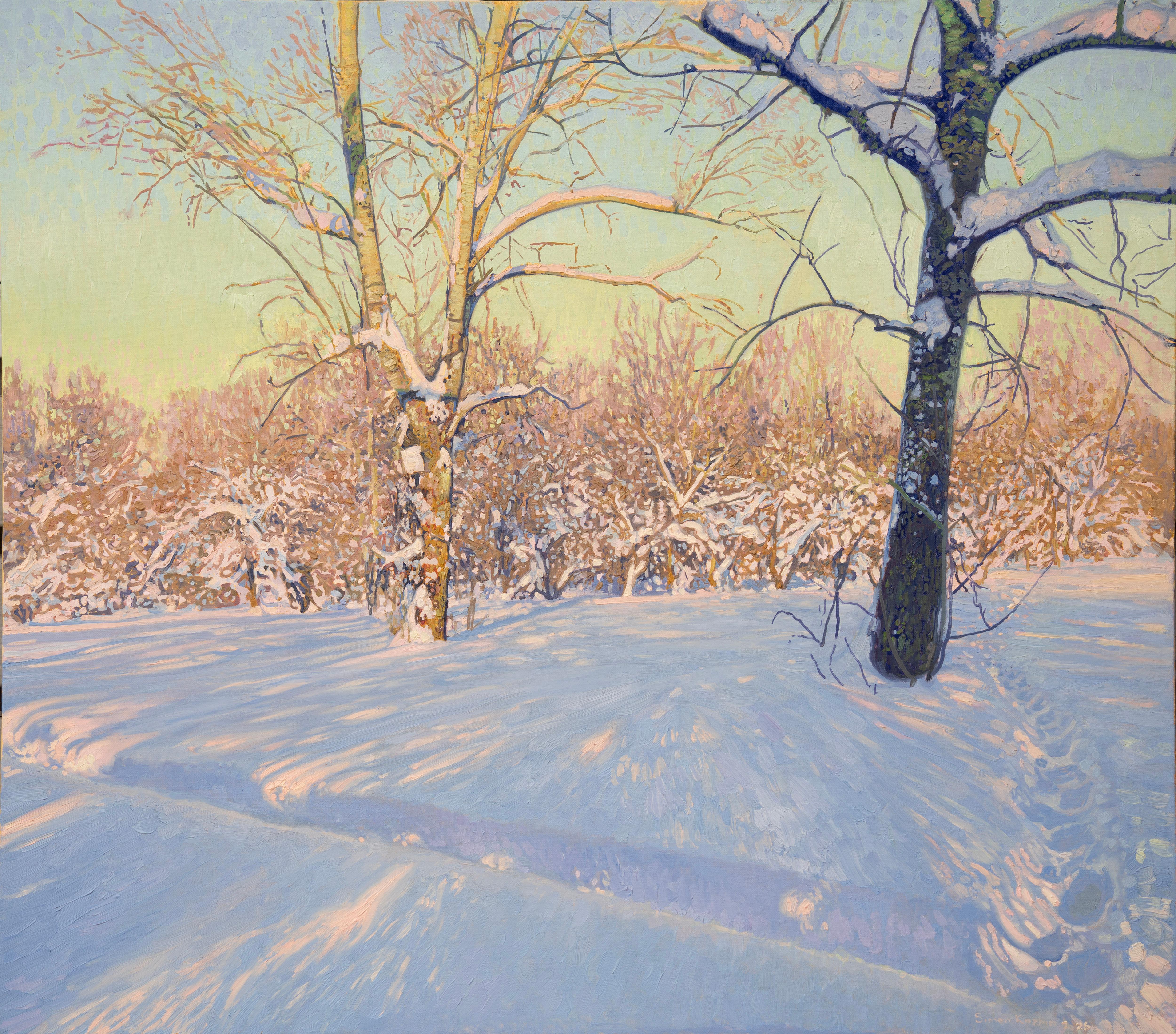 Poplars in February. Tsaritsyno Impressionis painting 2026 Oil on canvas New