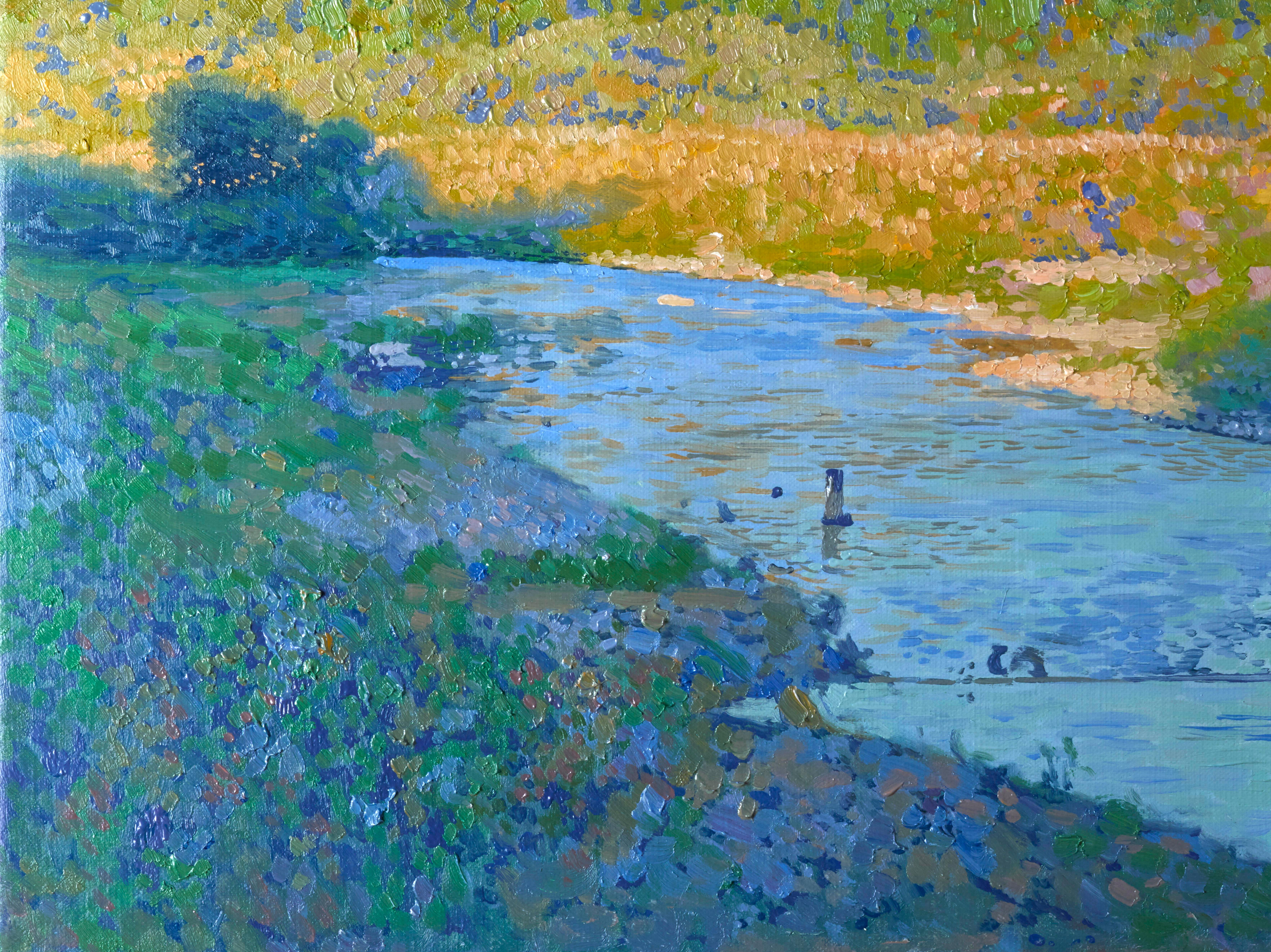 Soirée tranquille. La rivière Kynok. - Impressionnisme Painting par Simon Kozhin