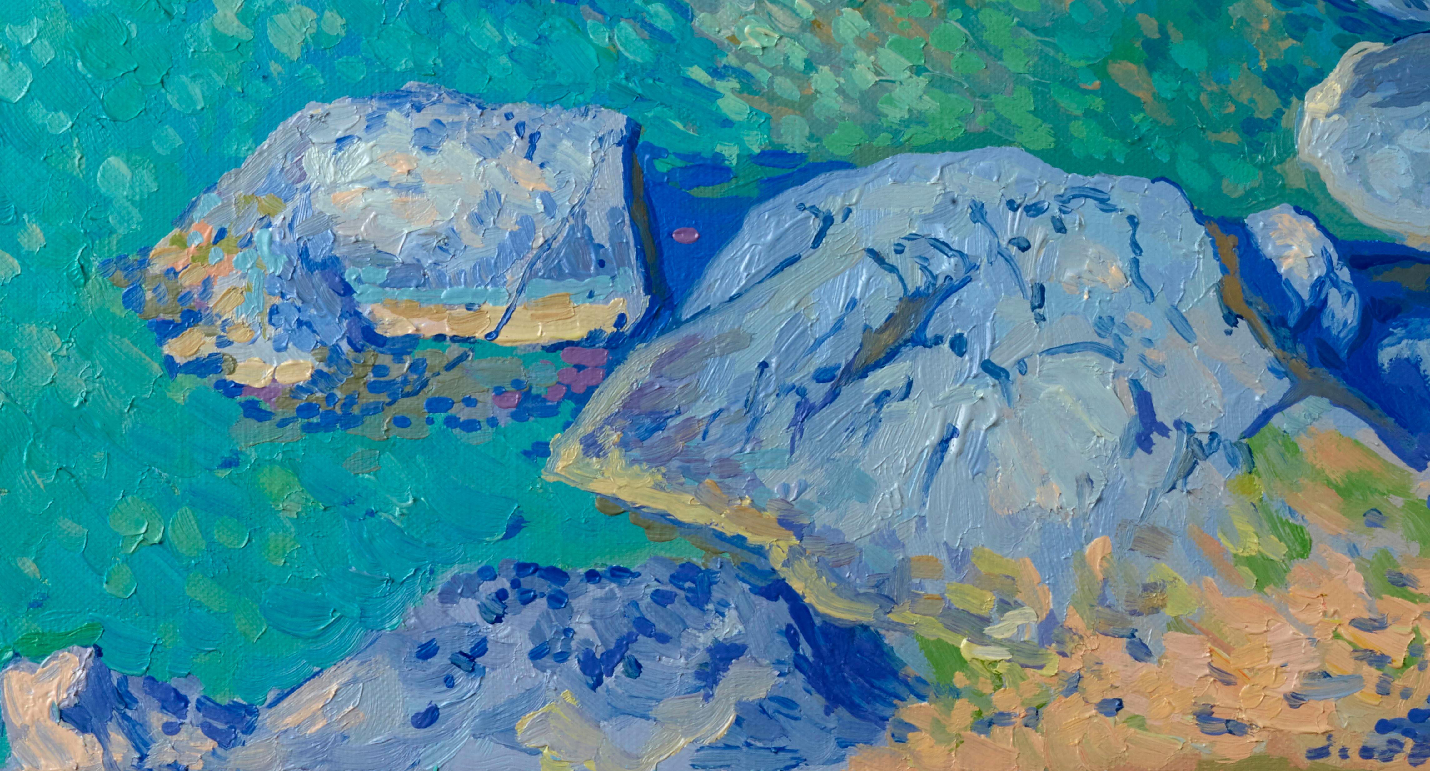 Rocks by the sea - Impressionist Painting by Simon Kozhin