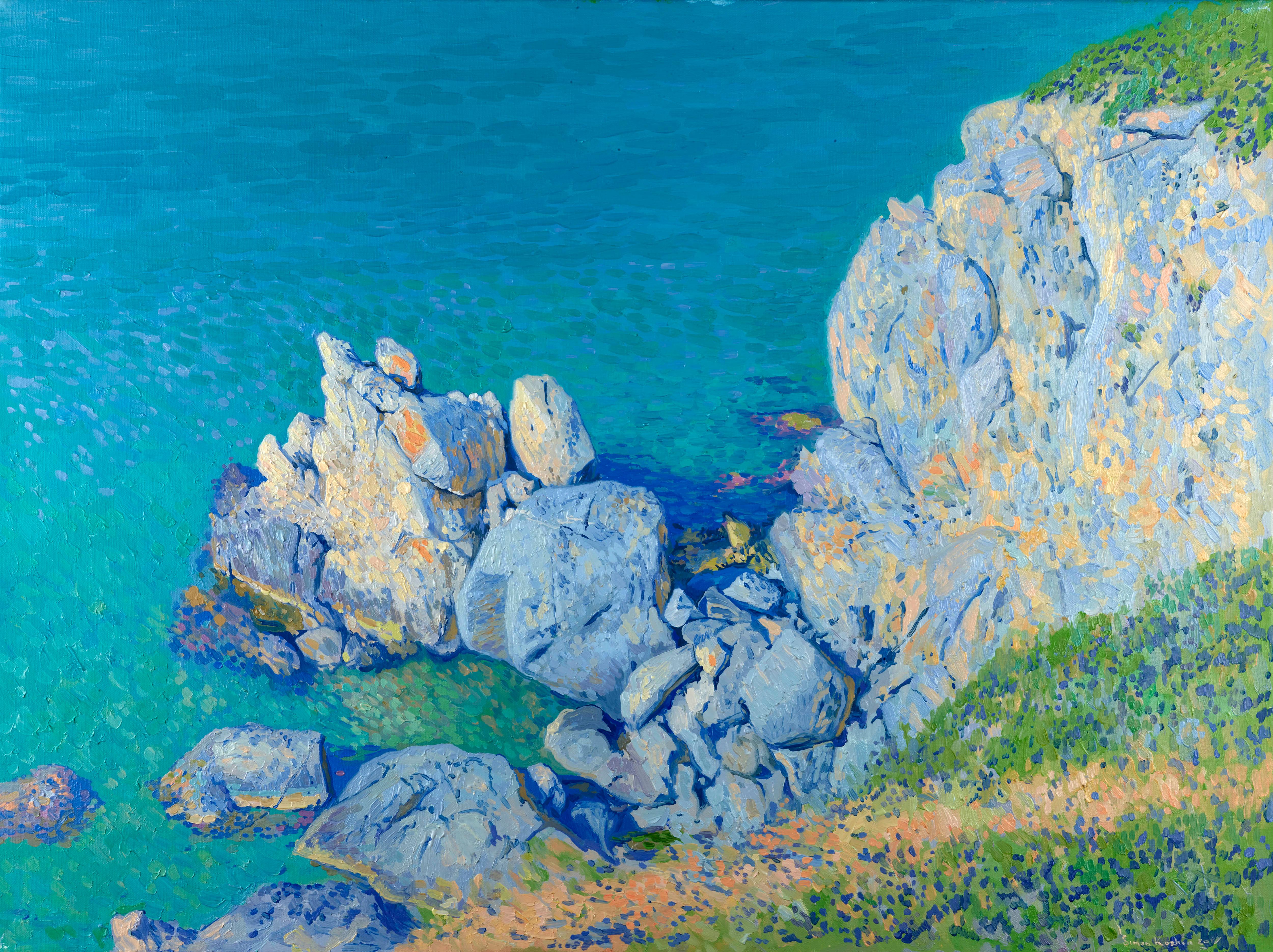 Landscape Painting di Simon Kozhin - Rocce in riva al mare