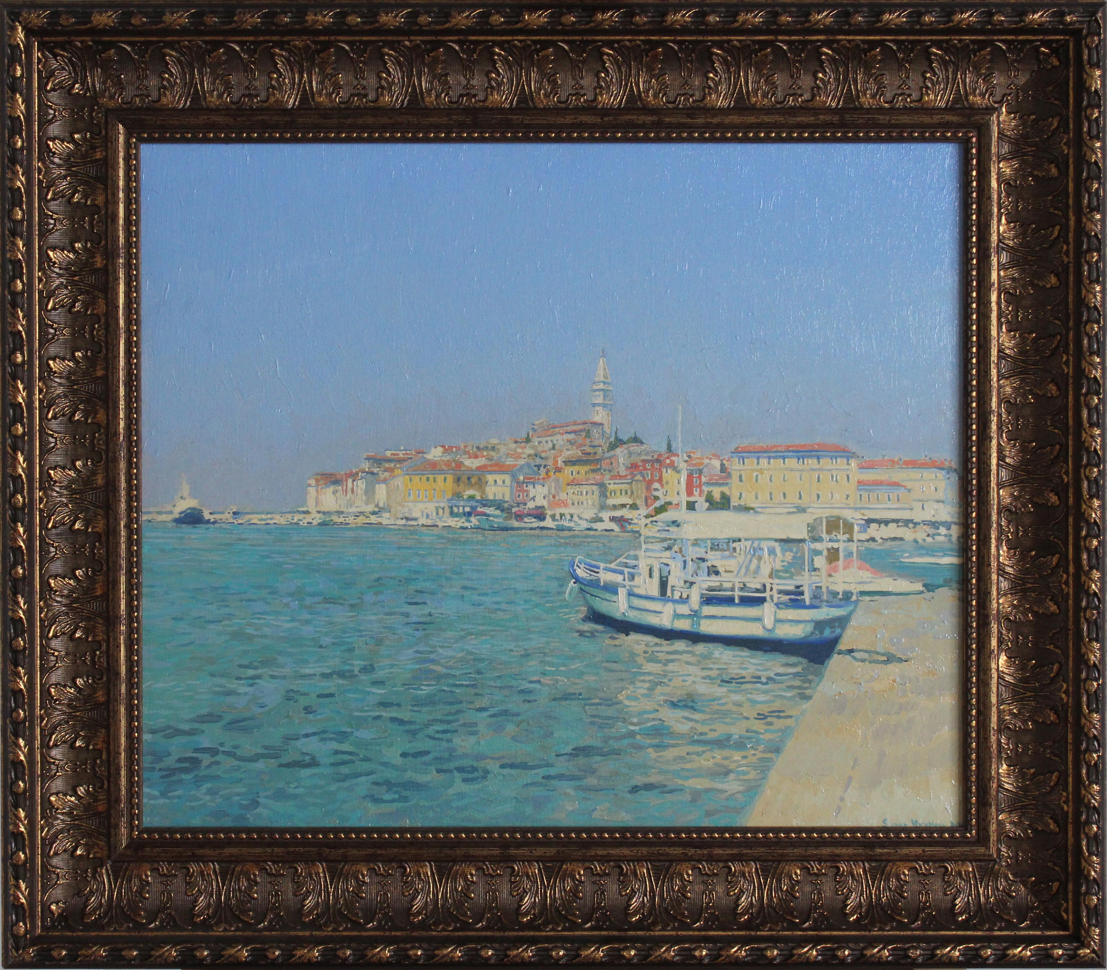 Rovinj. Croatia. Seascape oil painting large, framed, Original by Simon Kozhin For Sale 7