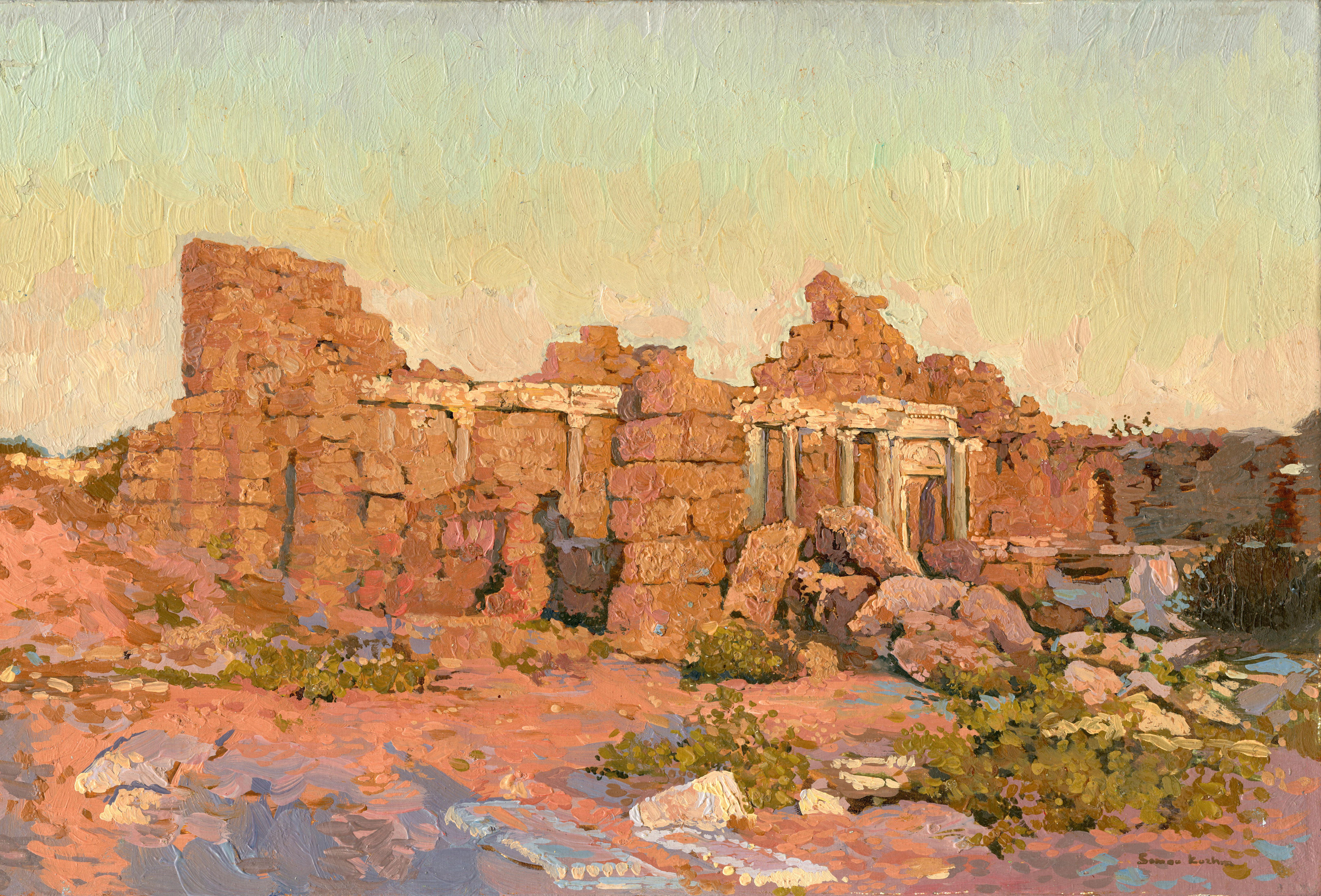 Simon Kozhin Landscape Painting - Ruin. Side at sunset