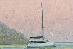 Pintura de paisaje marino de la playa de Turunc, Óleo sobre lienzo, Enmarcado, 21x32 cm