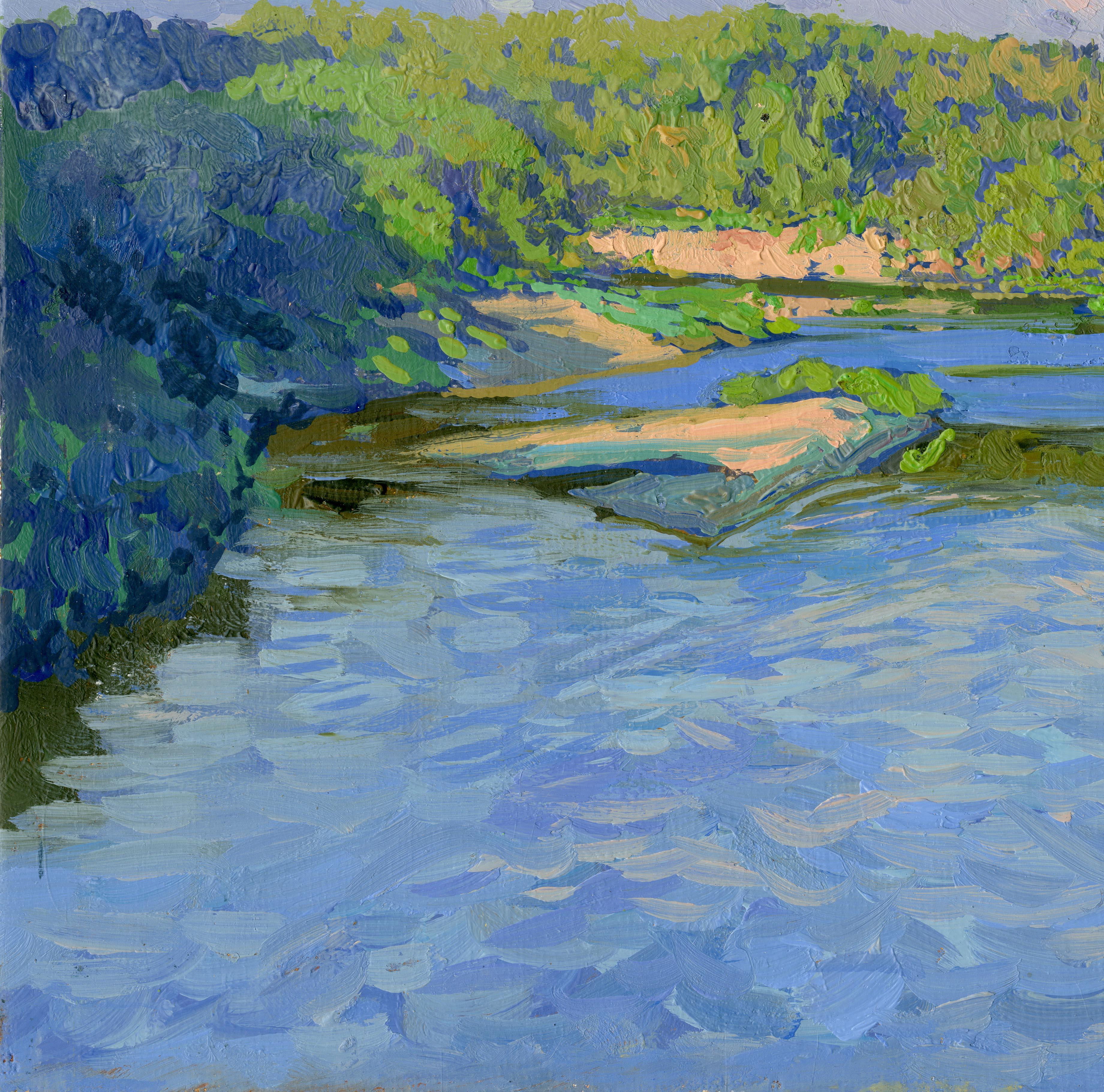 Silent evening. The Luh river - Impressionist Painting by Simon Kozhin
