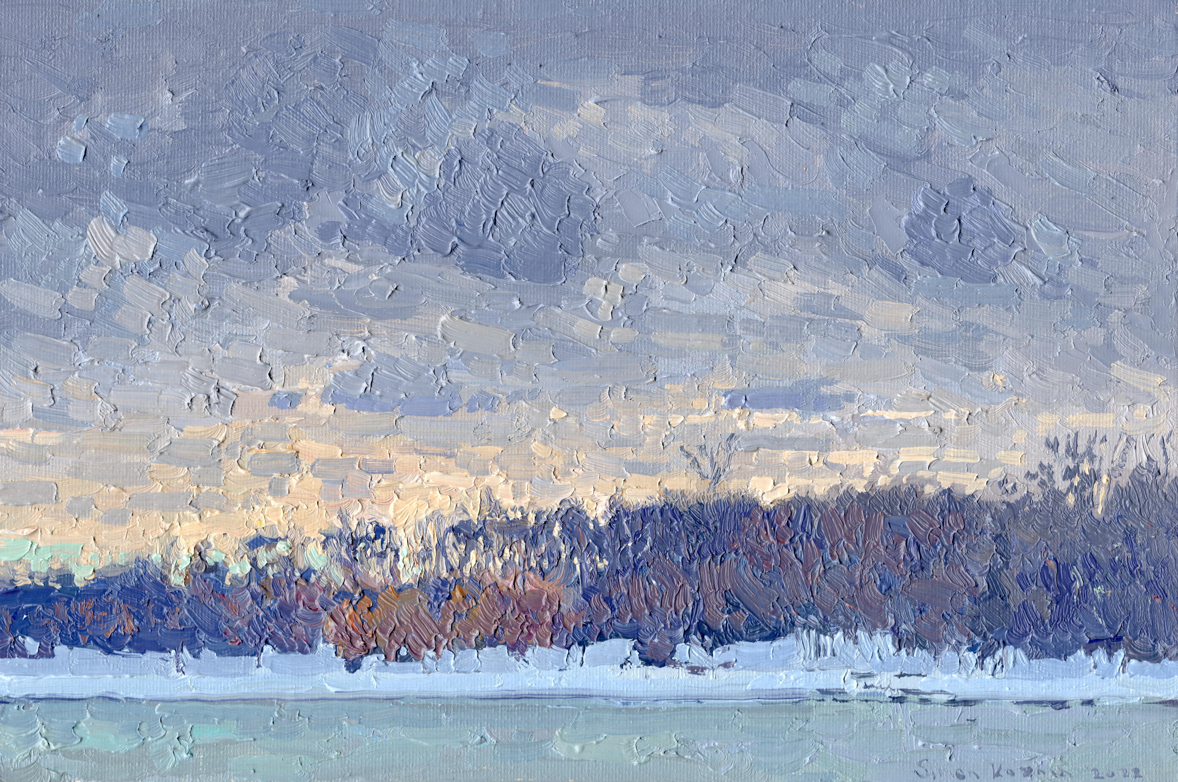 Simon Kozhin Landscape Painting - Silver sunset. Tsaritsyno