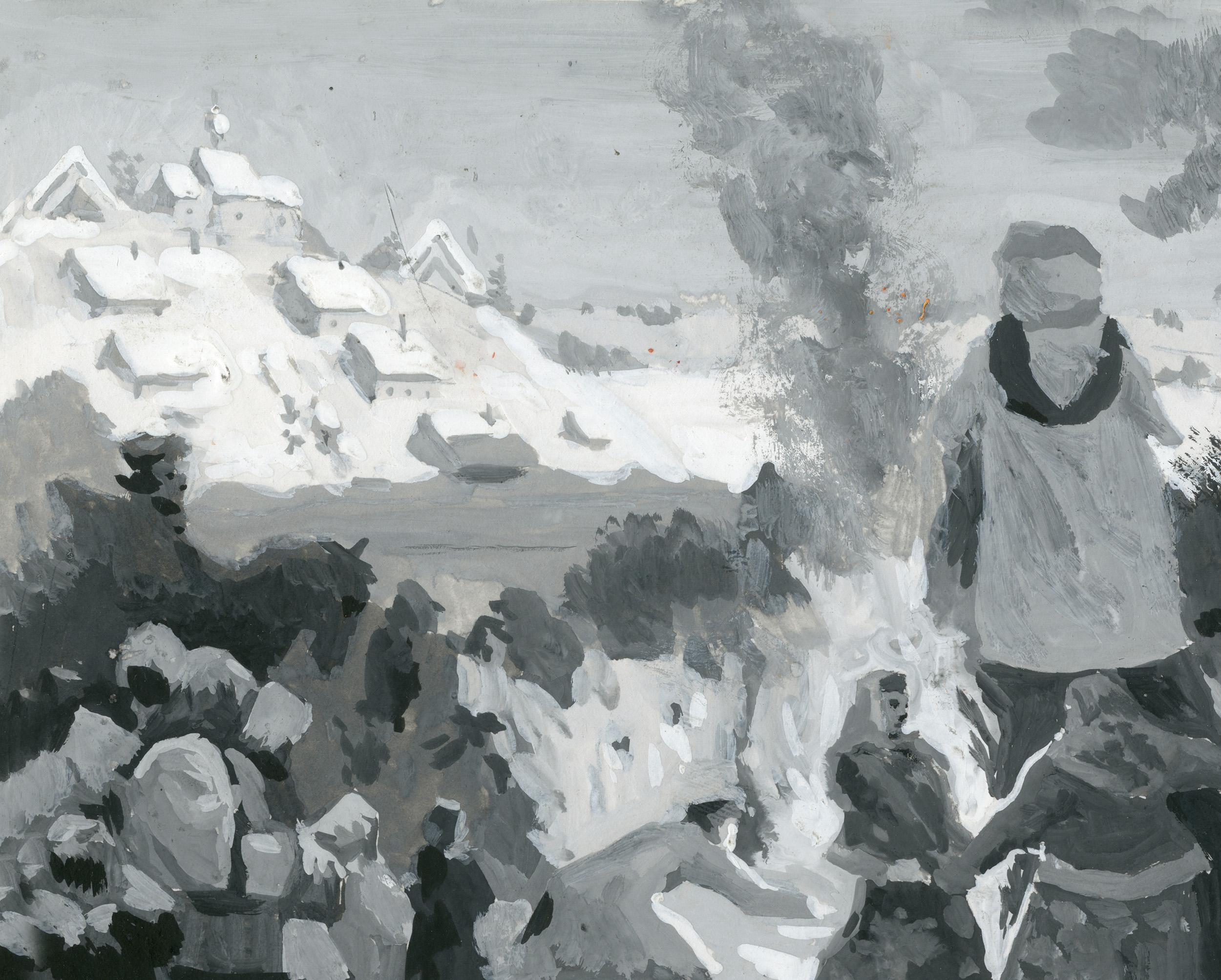 Sketch. Maslenitsa. Farevell off winter. XVII century - Painting by Simon Kozhin