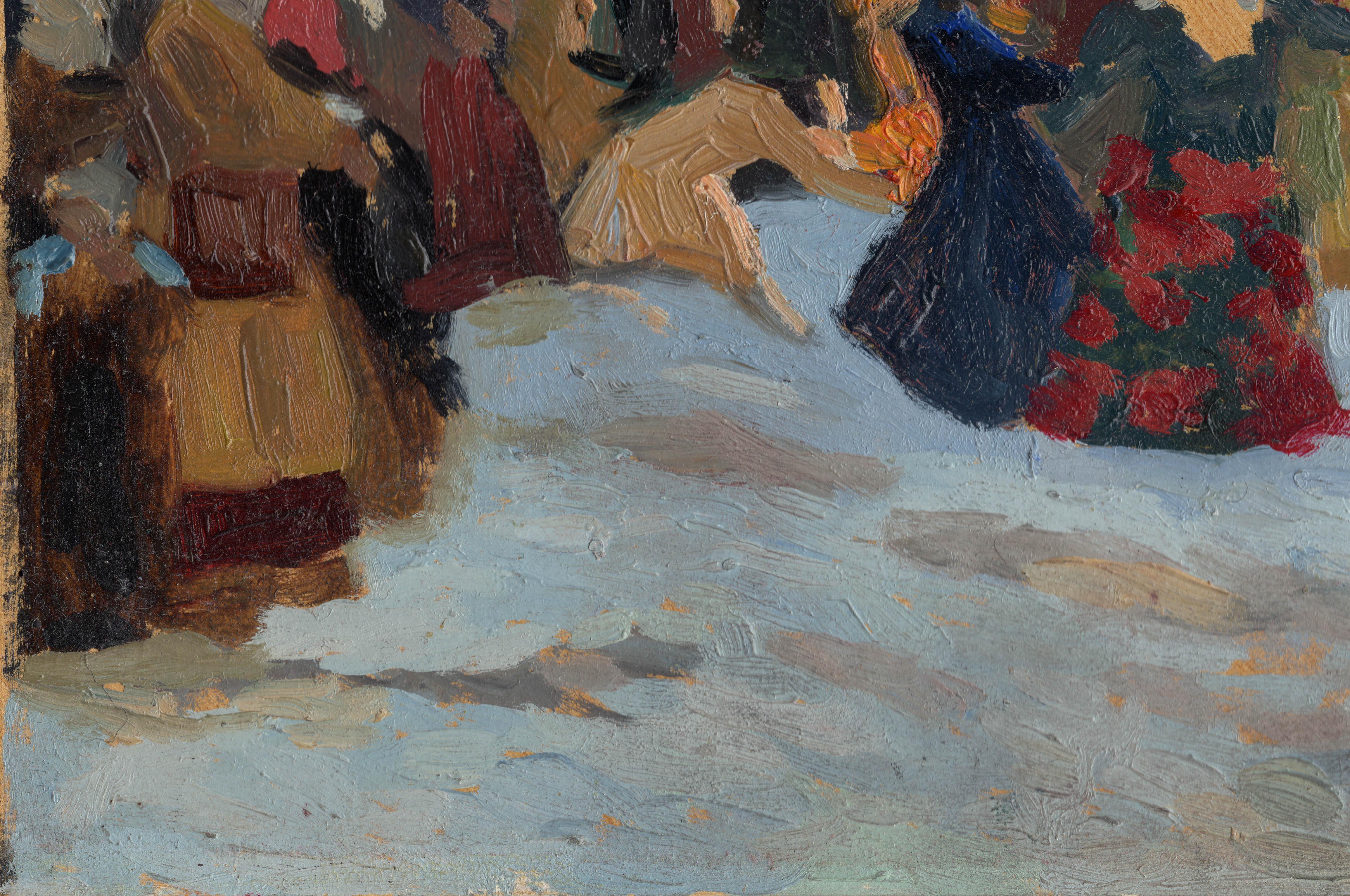 Skizze. Fasching. Dem Winter Lebewohl sagen. XVII. Jahrhundert (Grau), Figurative Painting, von Simon Kozhin