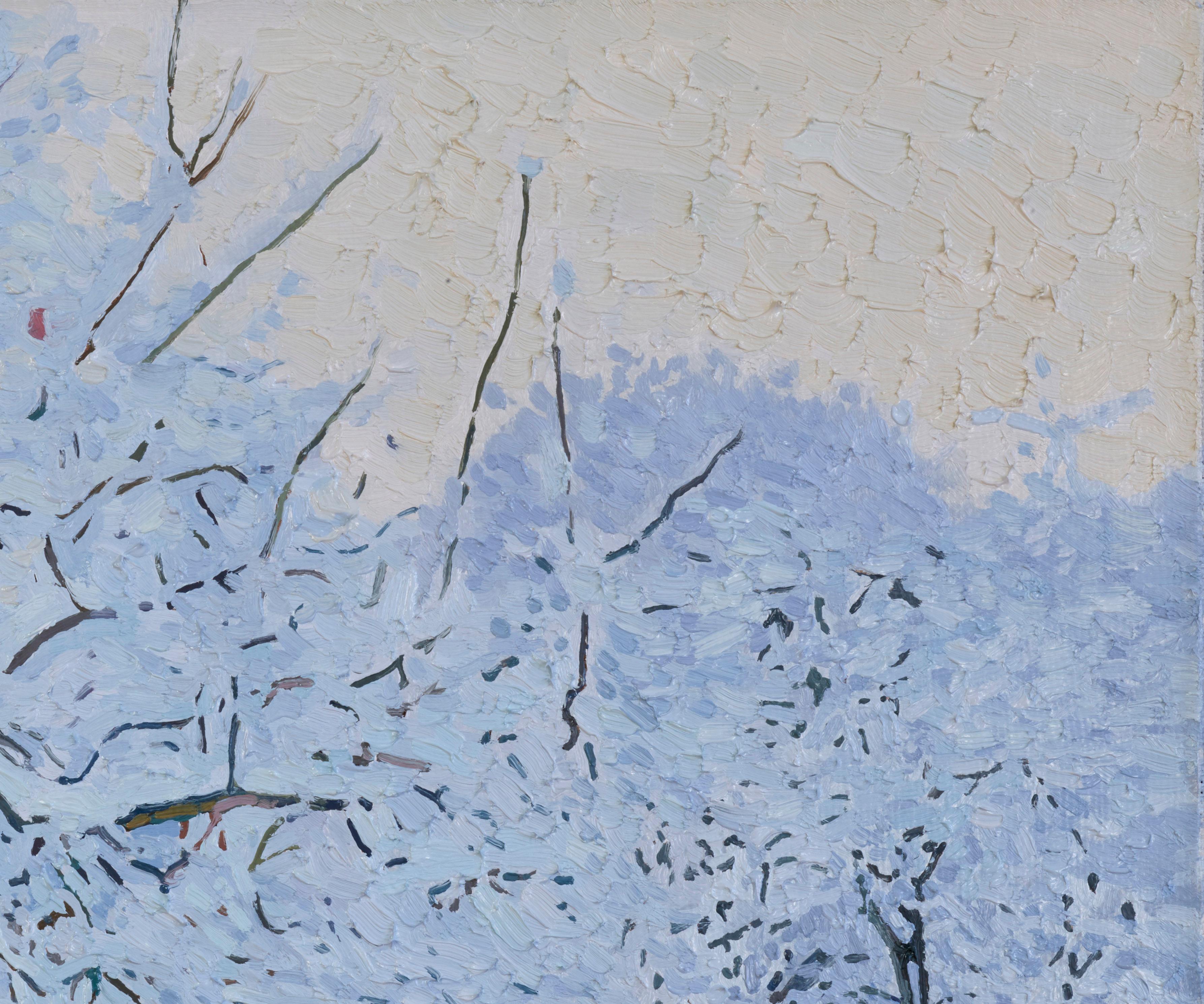 Jardín cubierto de nieve. Kuzminki - Painting Impresionista de Simon Kozhin