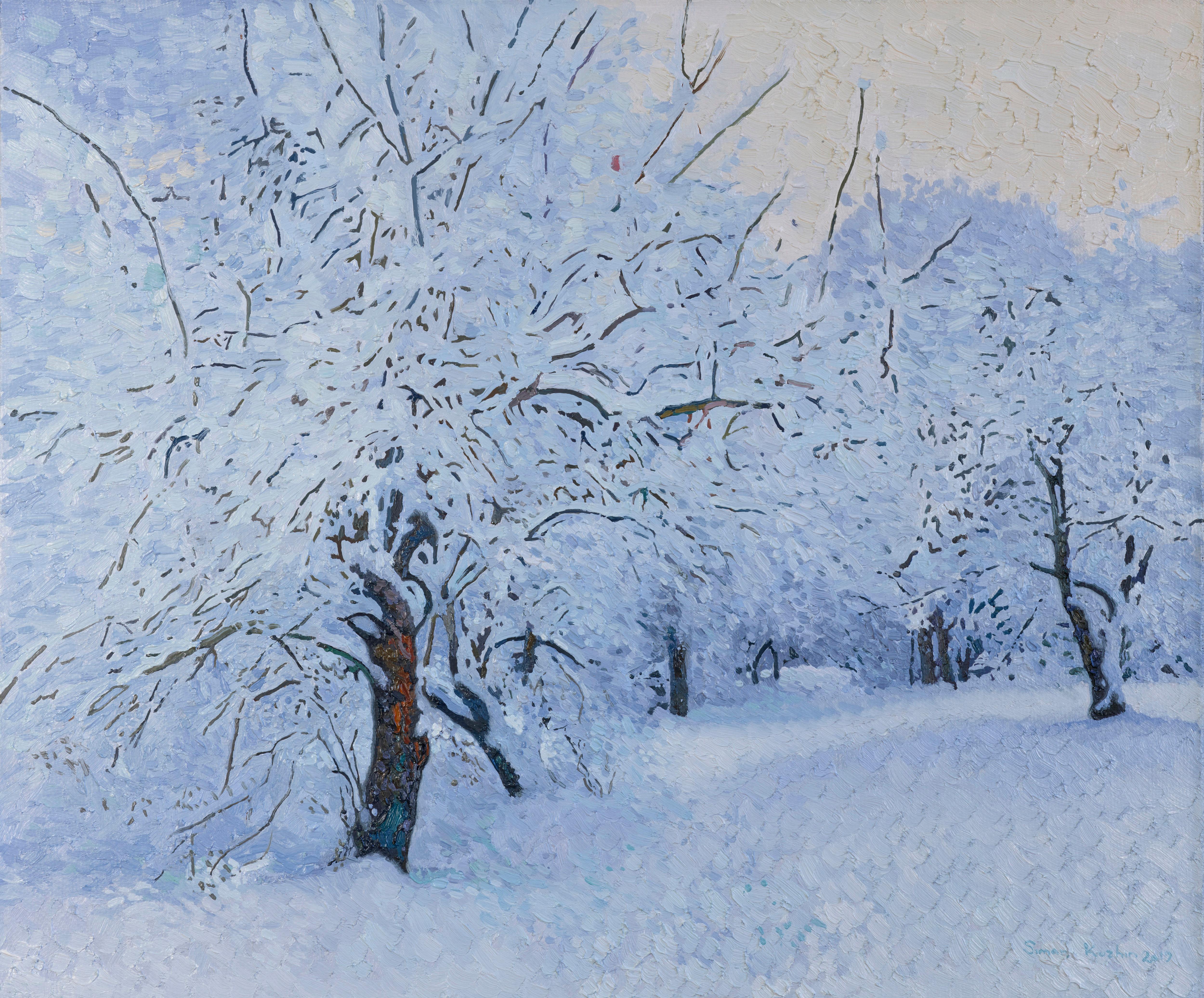 Landscape Painting de Simon Kozhin - Jardín cubierto de nieve. Kuzminki