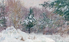 Pins enneigés dans le parc de Kuzminki, Impressionniste, Peinture, Huile sur toile