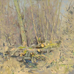 Primavera a Setun, dipinto dell'Impressionismo, 2005, Olio su tavola, Incorniciato, Nuovo