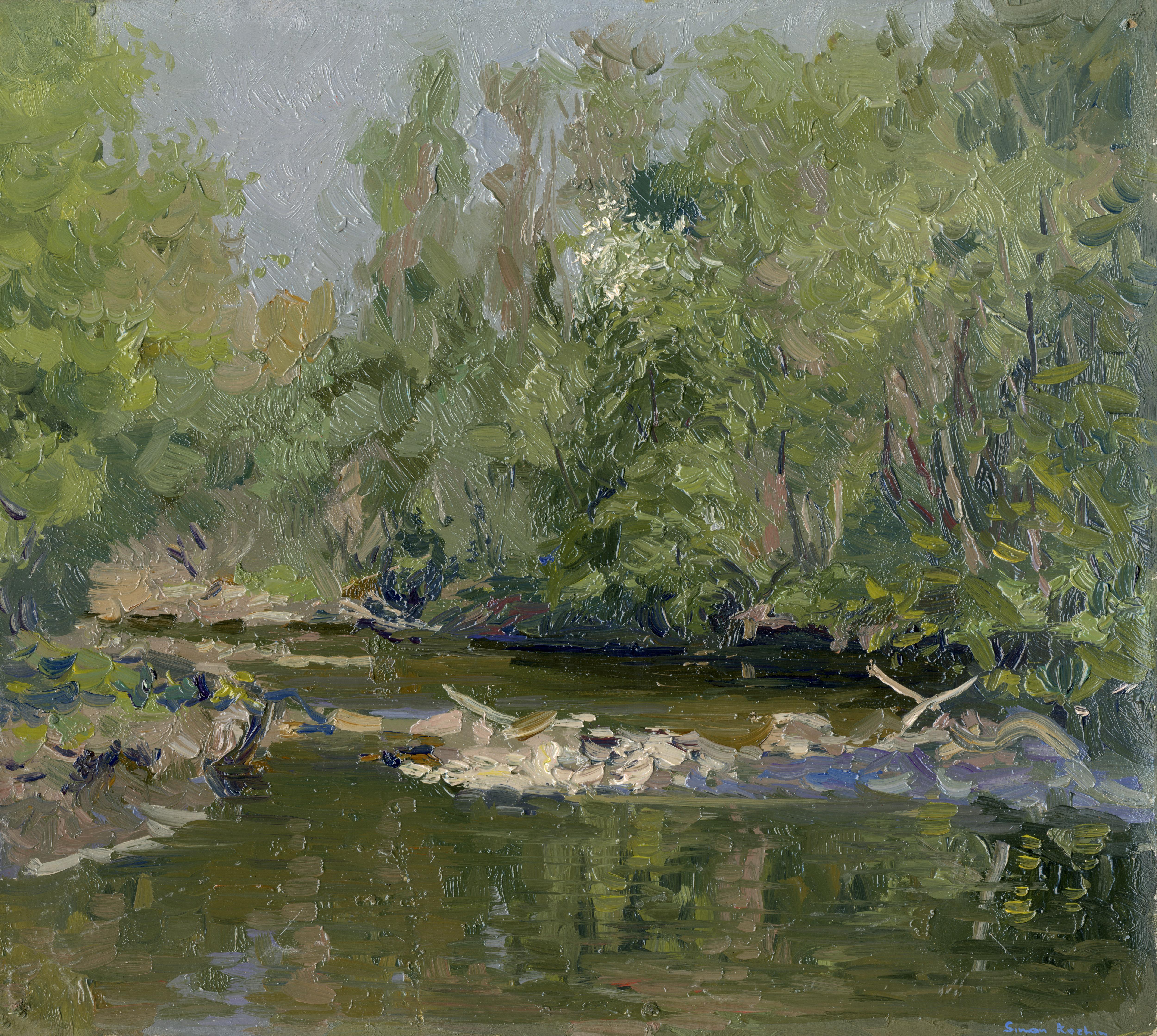 Spring at Kamenka River - Impressionist Oil Painting on Cardboard