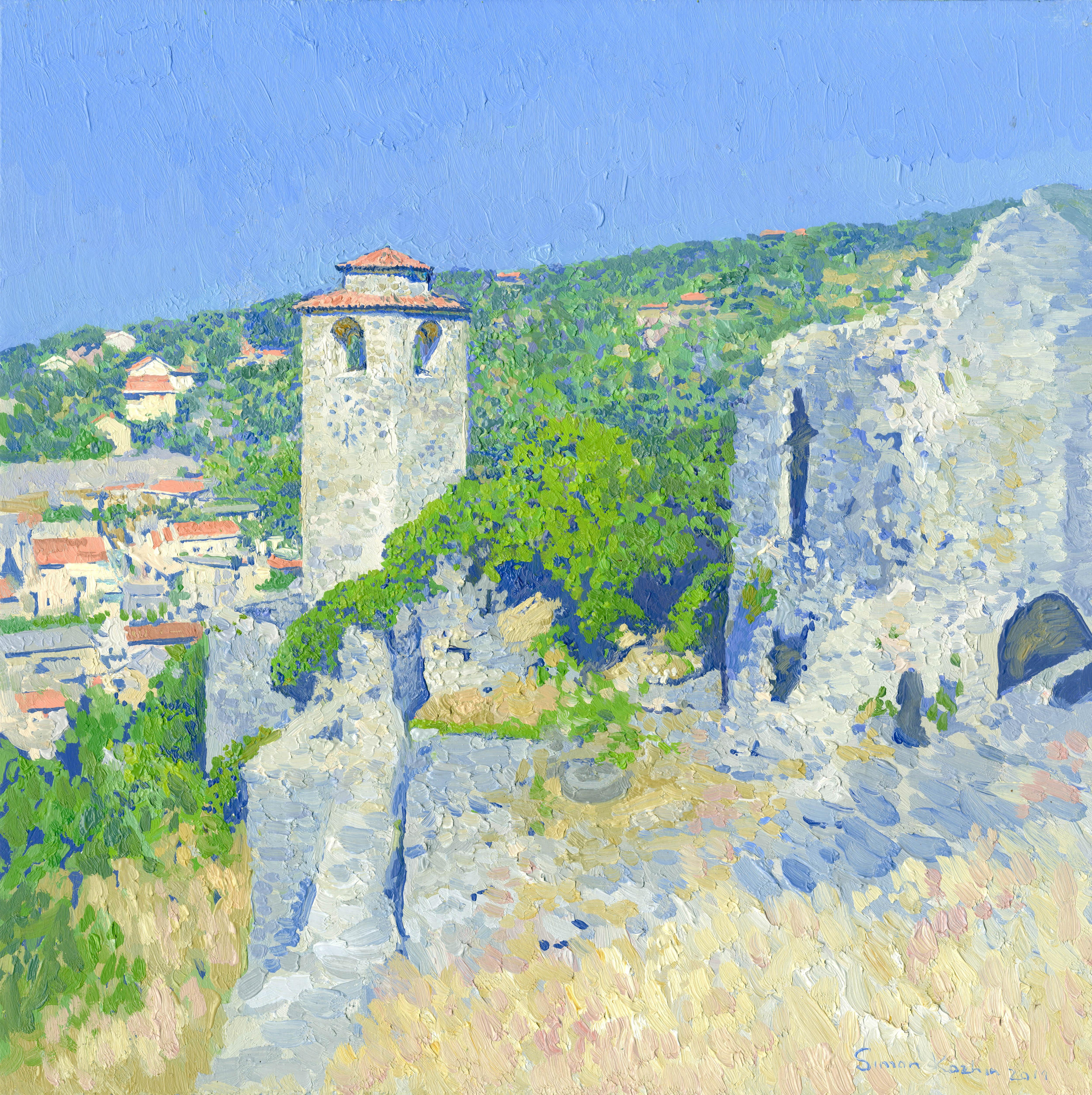 Landscape Painting de Simon Kozhin - Stari Bar. Torre del Reloj. Montenegro
