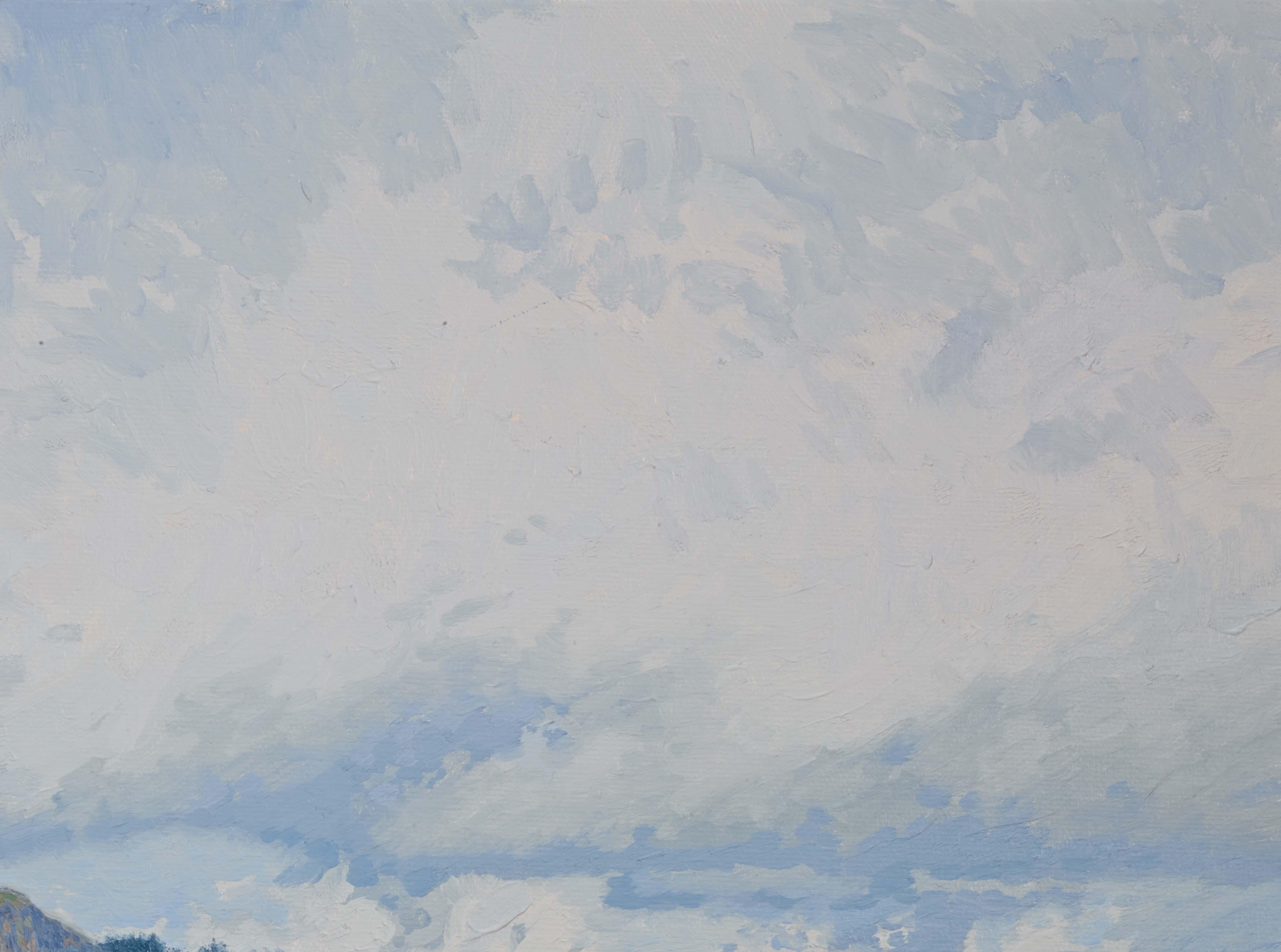 Staroutkinsk. Fresh breeze - Blue Landscape Painting by Simon Kozhin