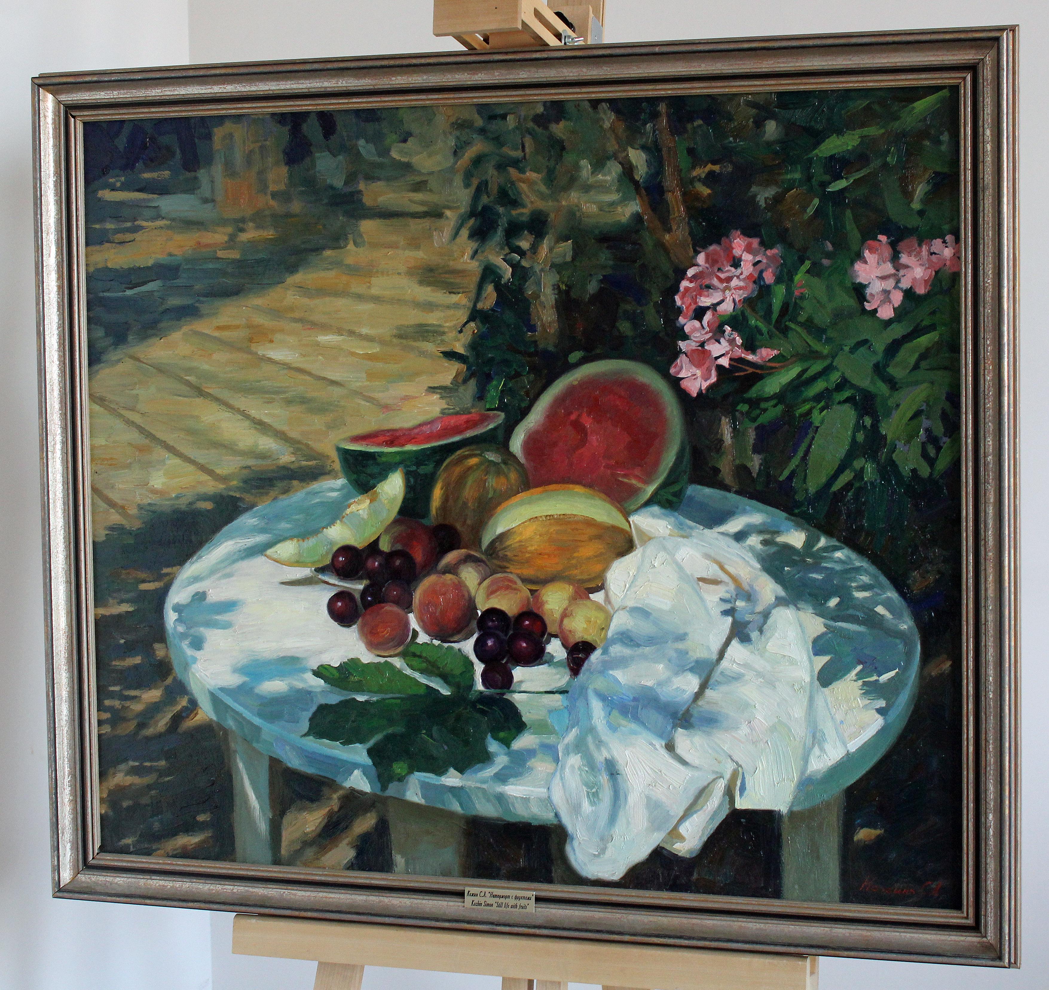 This work was painted in the open air in the shade of trees. It was hot and it was necessary to paint the picture quickly, as the fruit attracted wasps and could quickly deteriorate in the sun.
Exhibition:
2012 “Visible Images”, personal exhibition