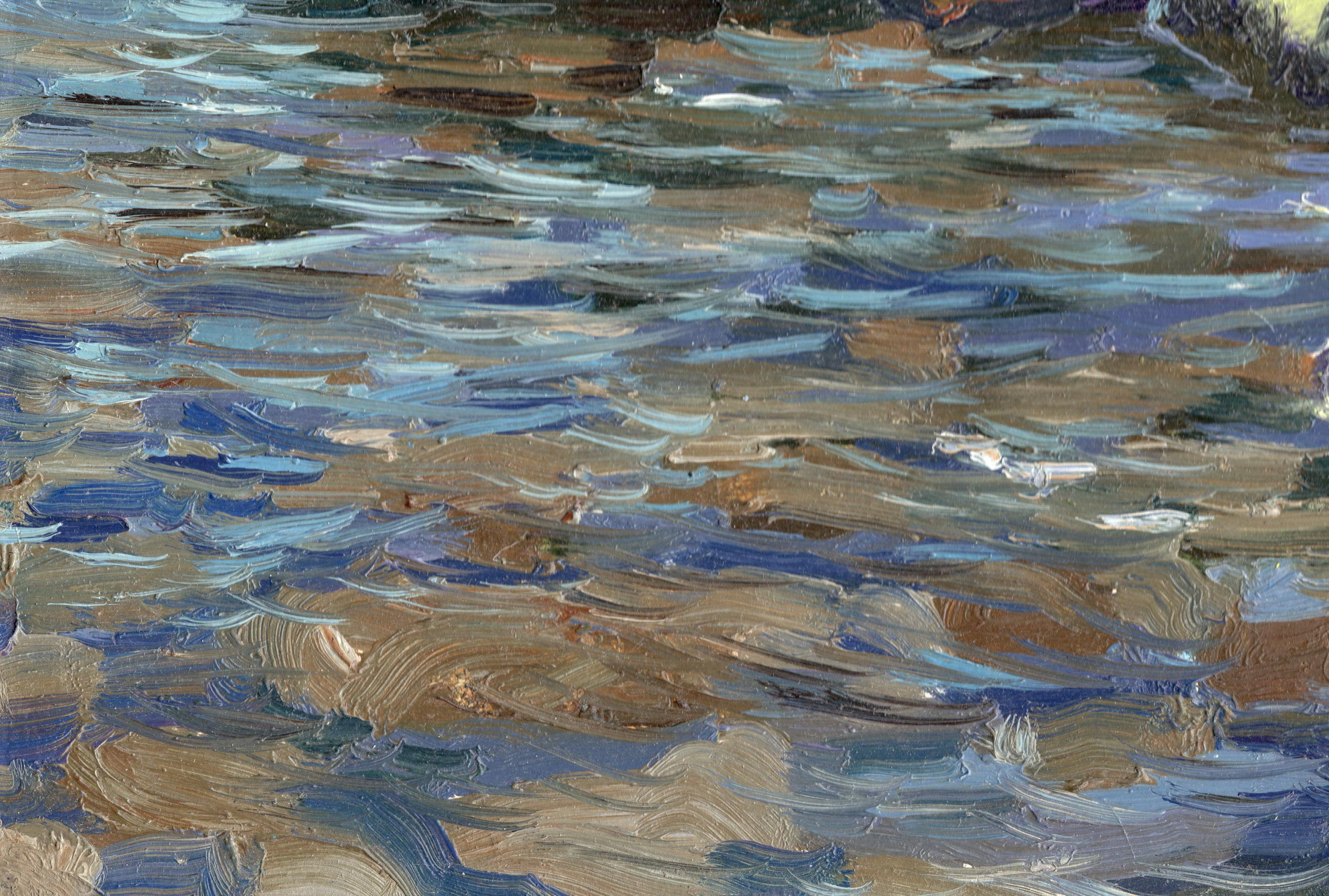 Pietre in riva al mare - Painting Impressionismo di Simon Kozhin
