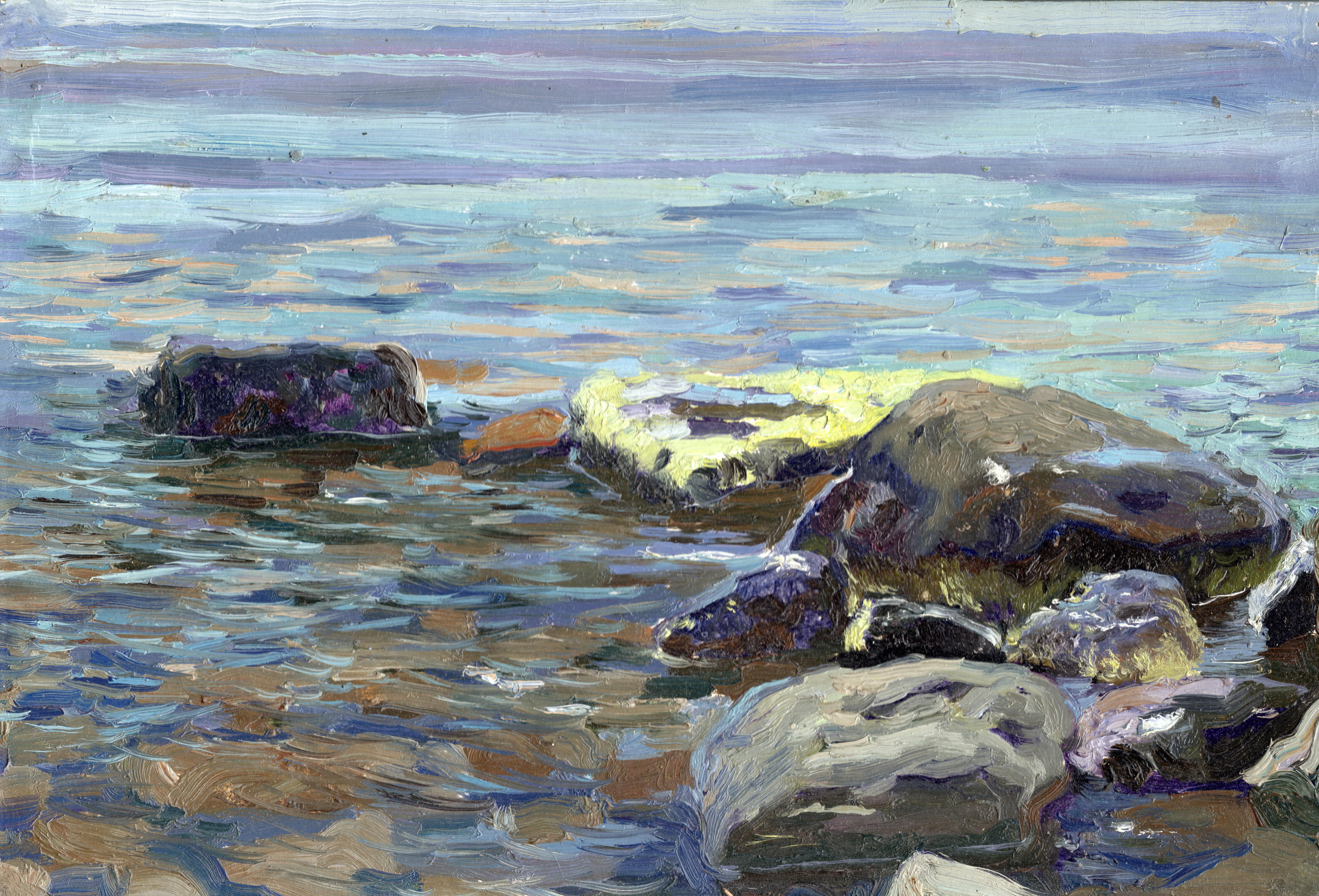 Landscape Painting di Simon Kozhin - Pietre in riva al mare