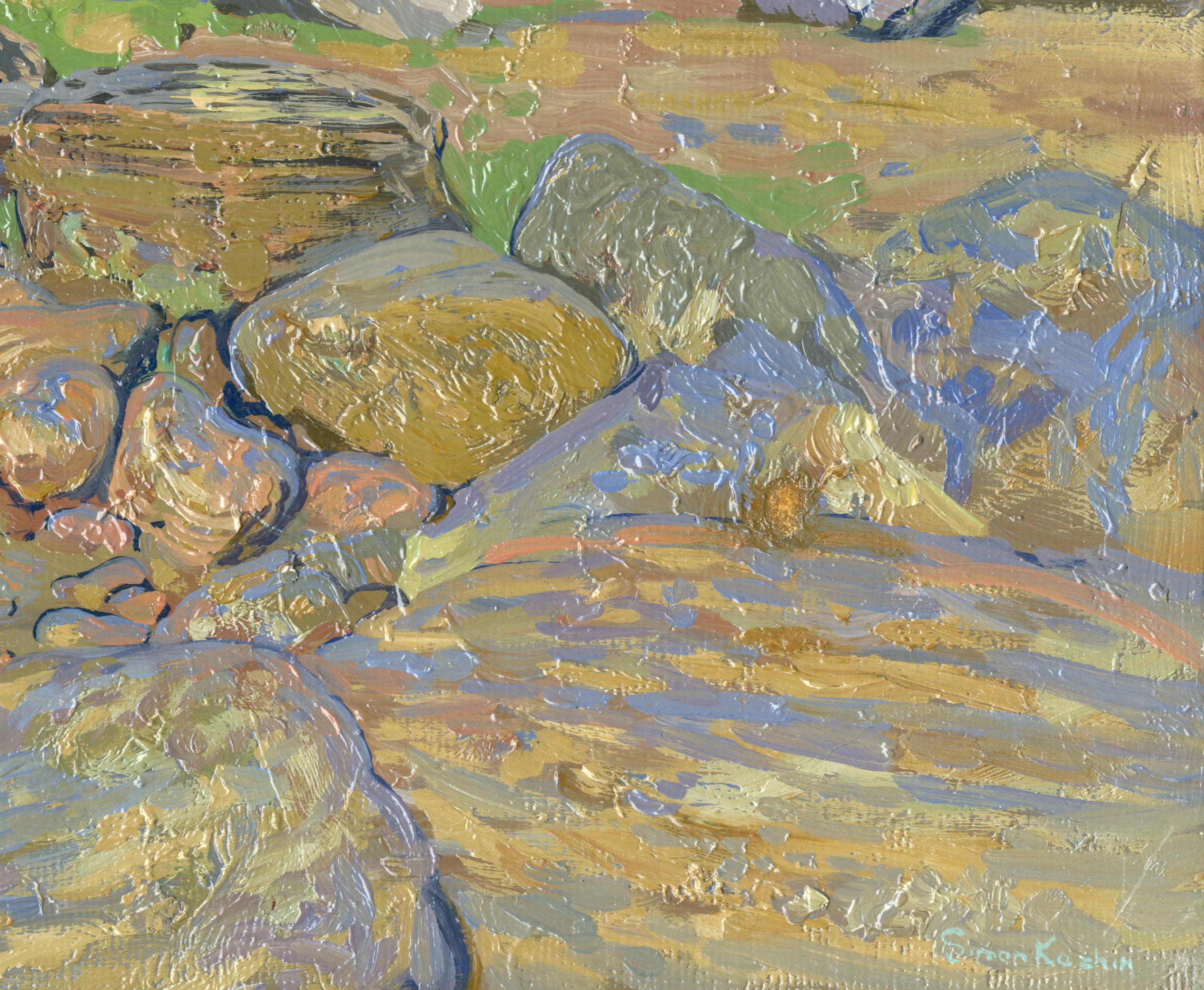 Mi viaje a la península de Kola en 2010 al río Kolvitsa y mi estancia en el pueblo de Kolvitsa me dejaron los recuerdos más cálidos. A pesar de las condiciones bastante duras para el plein air, sobre todo los mosquitos locales, los mosquitos