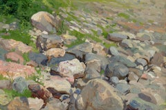 Stones Painting, Earthy Tones, Serene Landscape, Signed, 20x30 cm