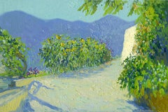 Tournesols. Bali, peinture impressionniste, 2017, huile sur toile, carton, 20 x 30 cm