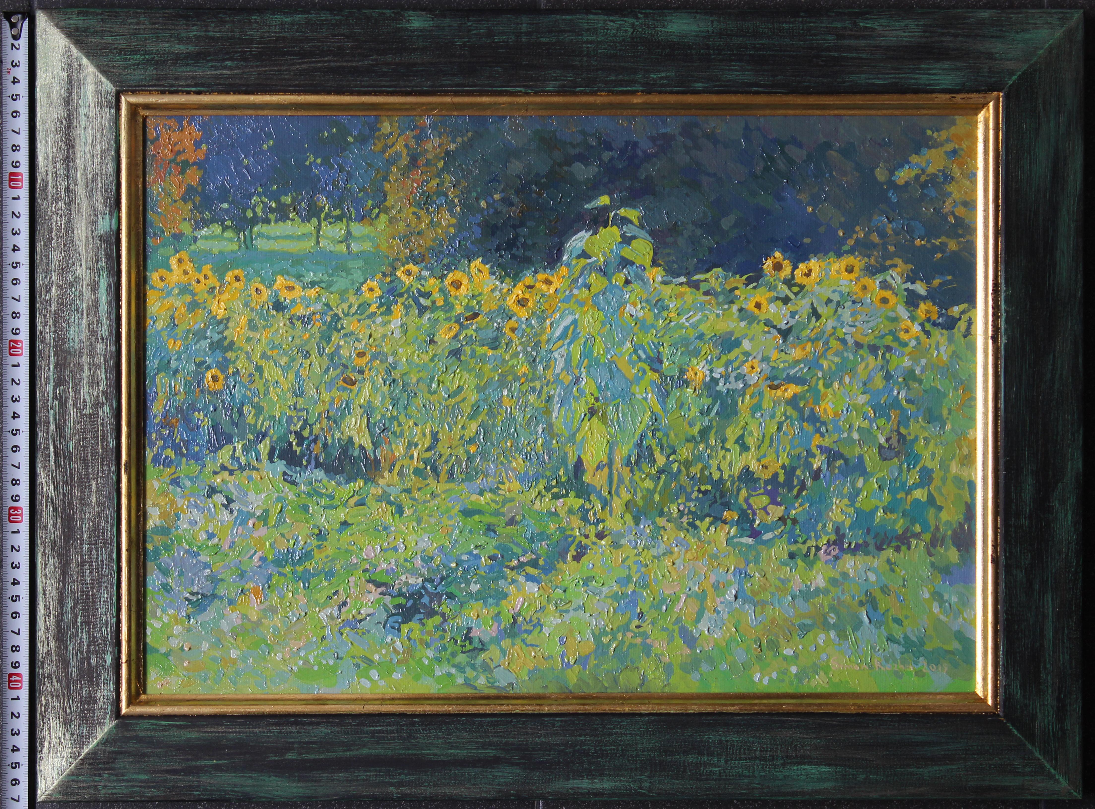 Sunflowers Original Oil Painting Plein-air by Simon Kozhin For Sale 10