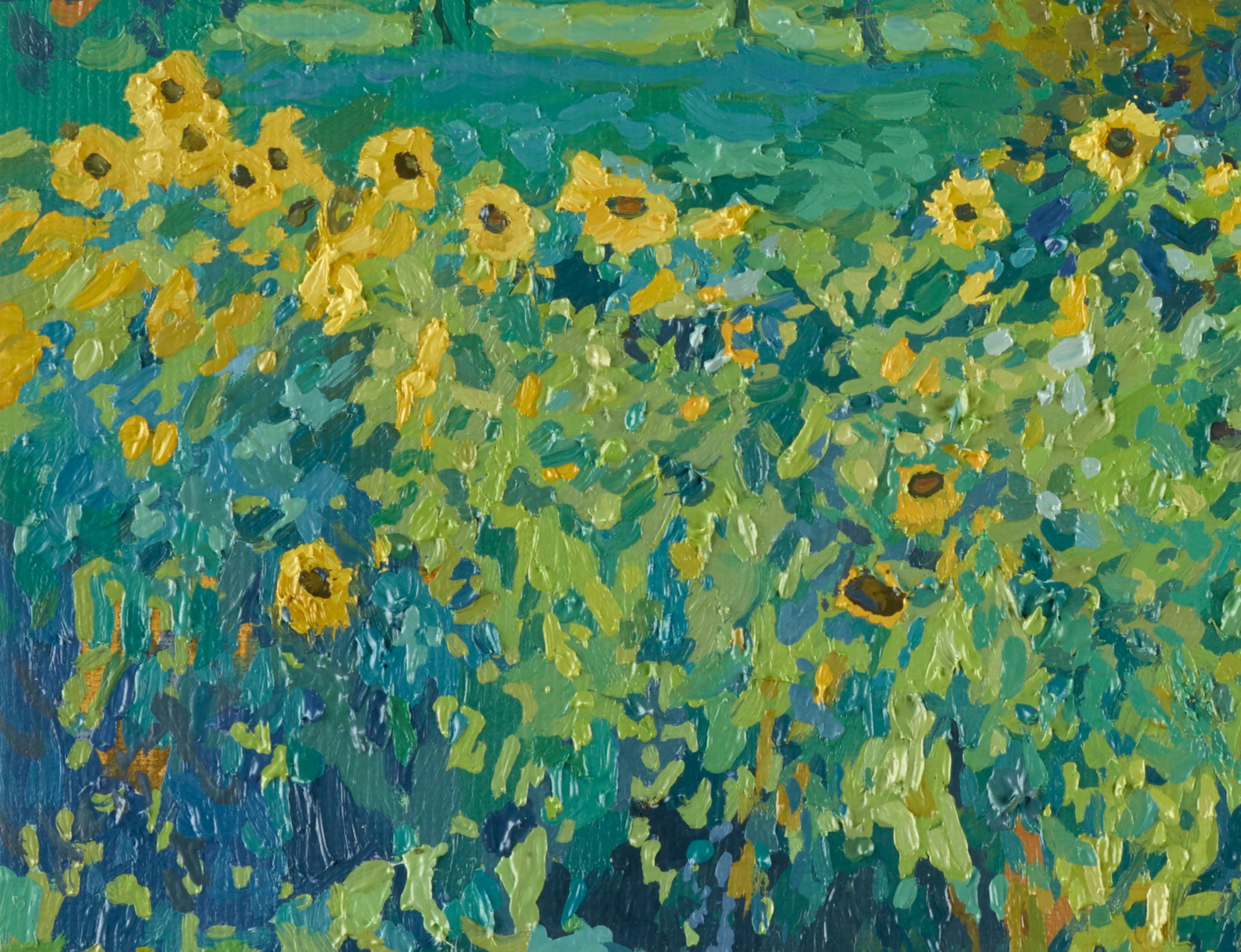 Sunflowers Original Oil Painting Plein-air by Simon Kozhin For Sale 13