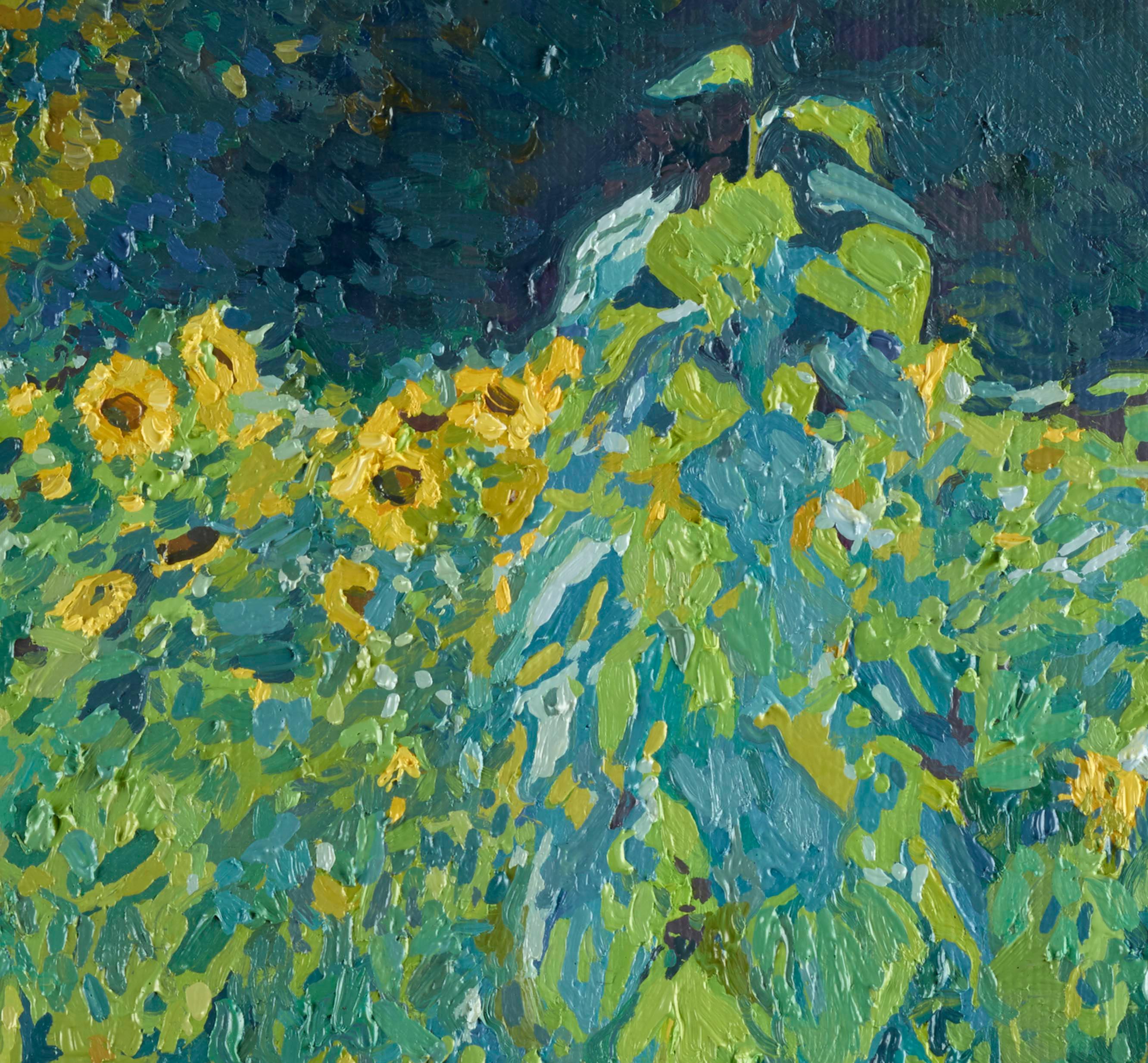 Sunflowers Original Oil Painting Plein-air by Simon Kozhin For Sale 14