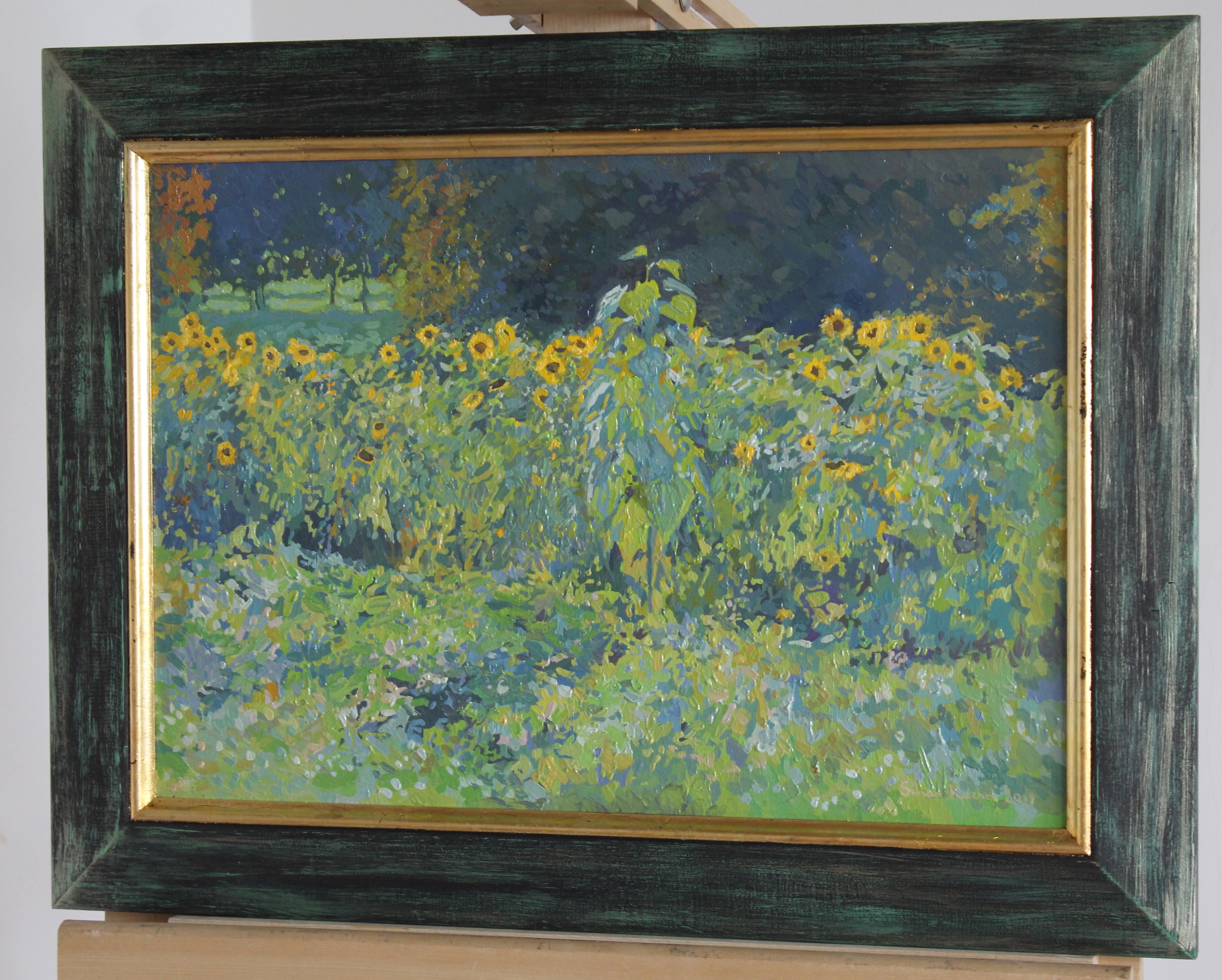 Sunflowers Original Oil Painting Plein-air by Simon Kozhin For Sale 2