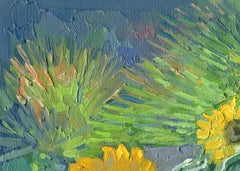 Sunflowers. Turunc, Impressionism painting, 2022, Oil on canvas, 21 x30 cm, New