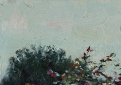 Sunny bush Impressionist painting 1999 Oil on board 20 x 27 cm Framed New