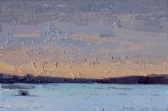 Coucher de soleil à Tsaritsyno : Peinture d
un paysage d
hiver, technique de la texture