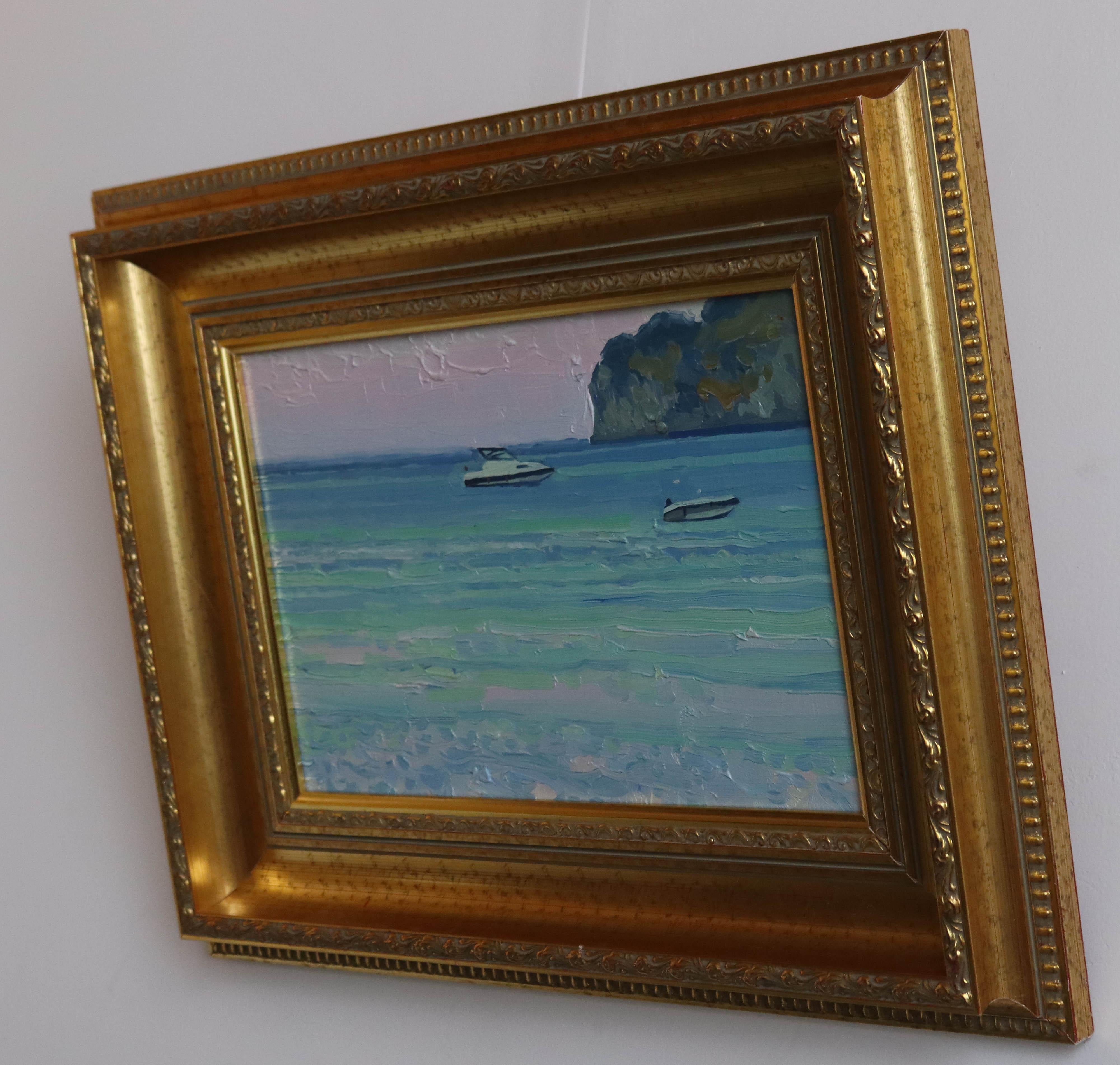 Sonnenuntergang. Boote auf dem Meer im Angebot 5